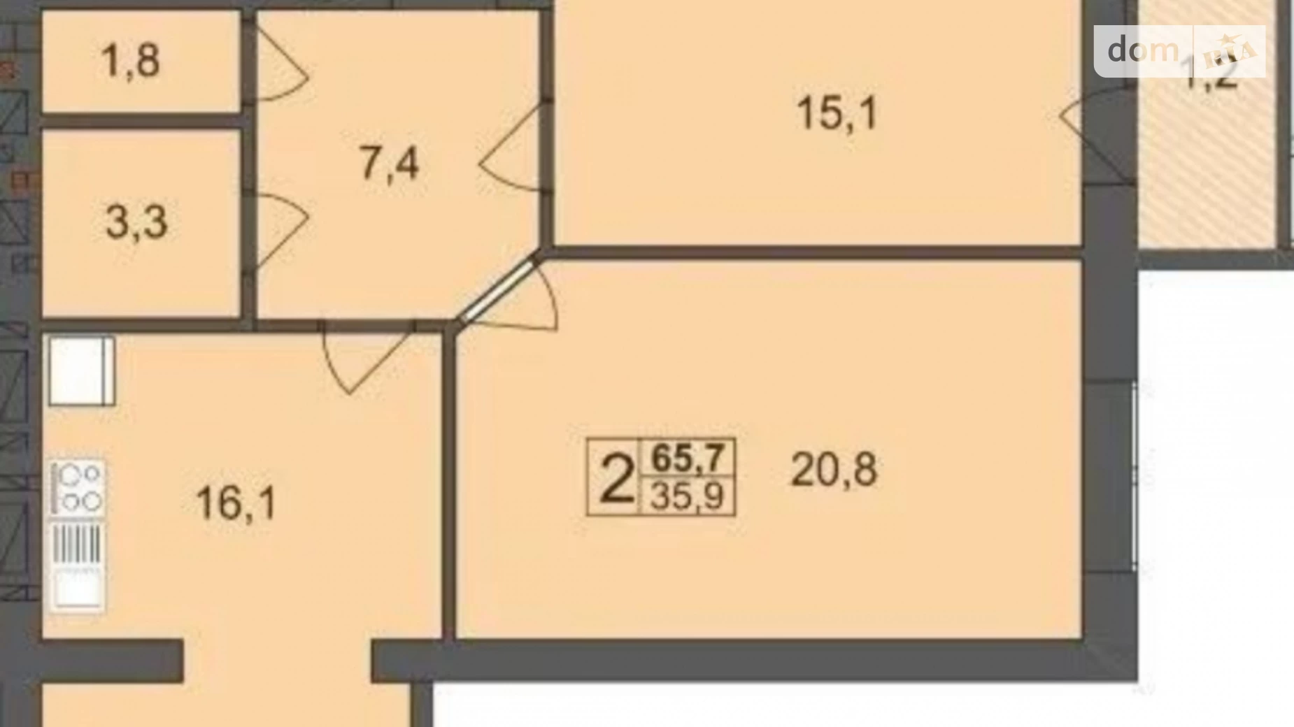 Продается 2-комнатная квартира 66 кв. м в Житомире, ул. Евгения Рыхлика, 15 - фото 3
