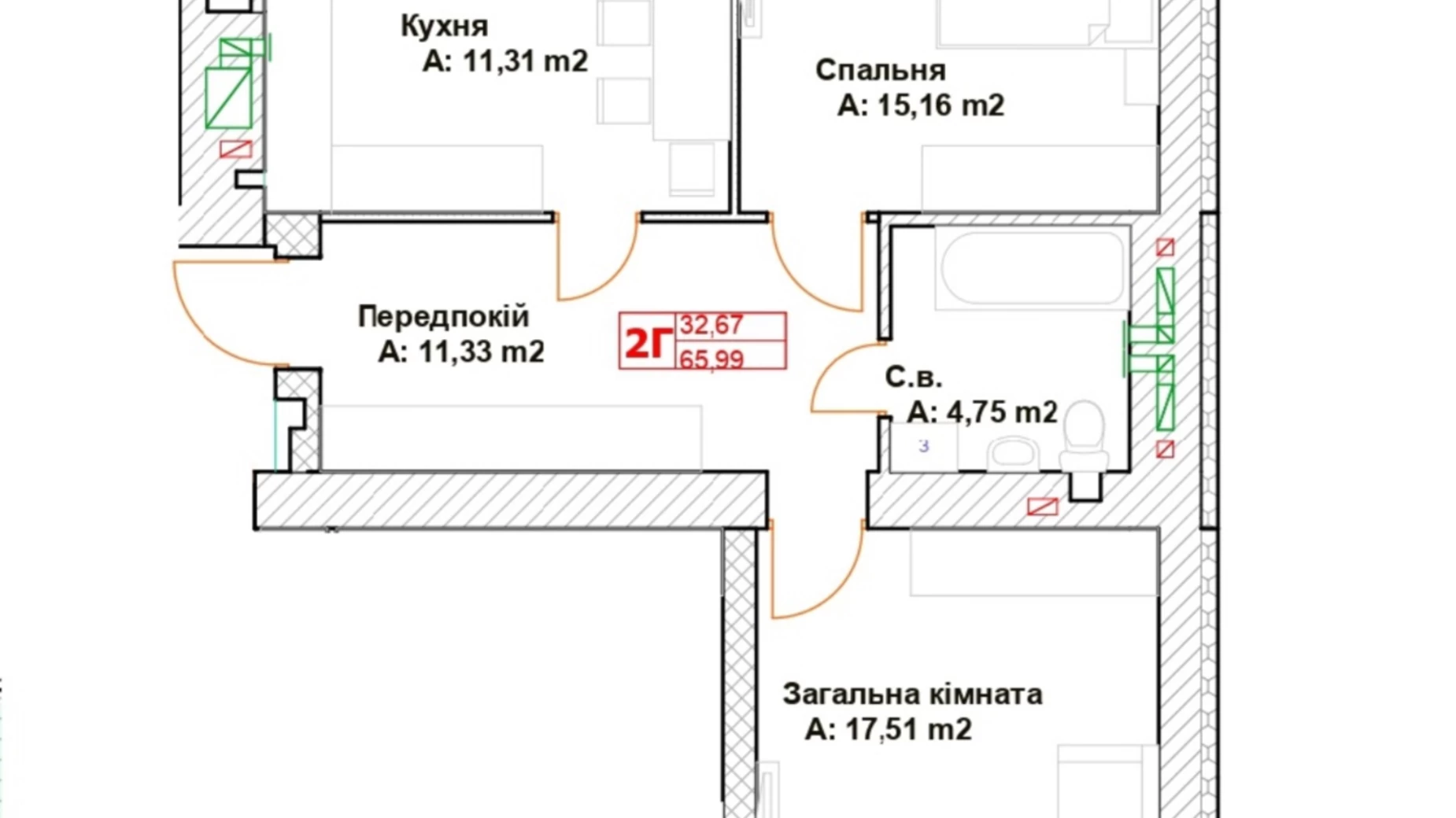 Продается 2-комнатная квартира 65 кв. м в Буче, ул. Вишневая, 33 - фото 4