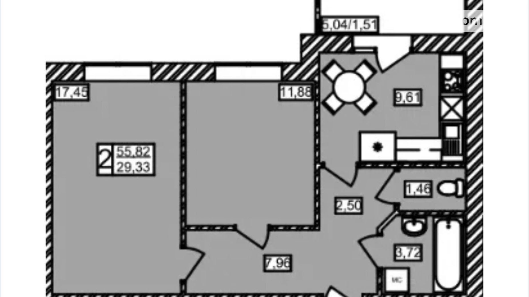 Продается 2-комнатная квартира 57 кв. м в Хмельницком, цена: 29500 $ - фото 2