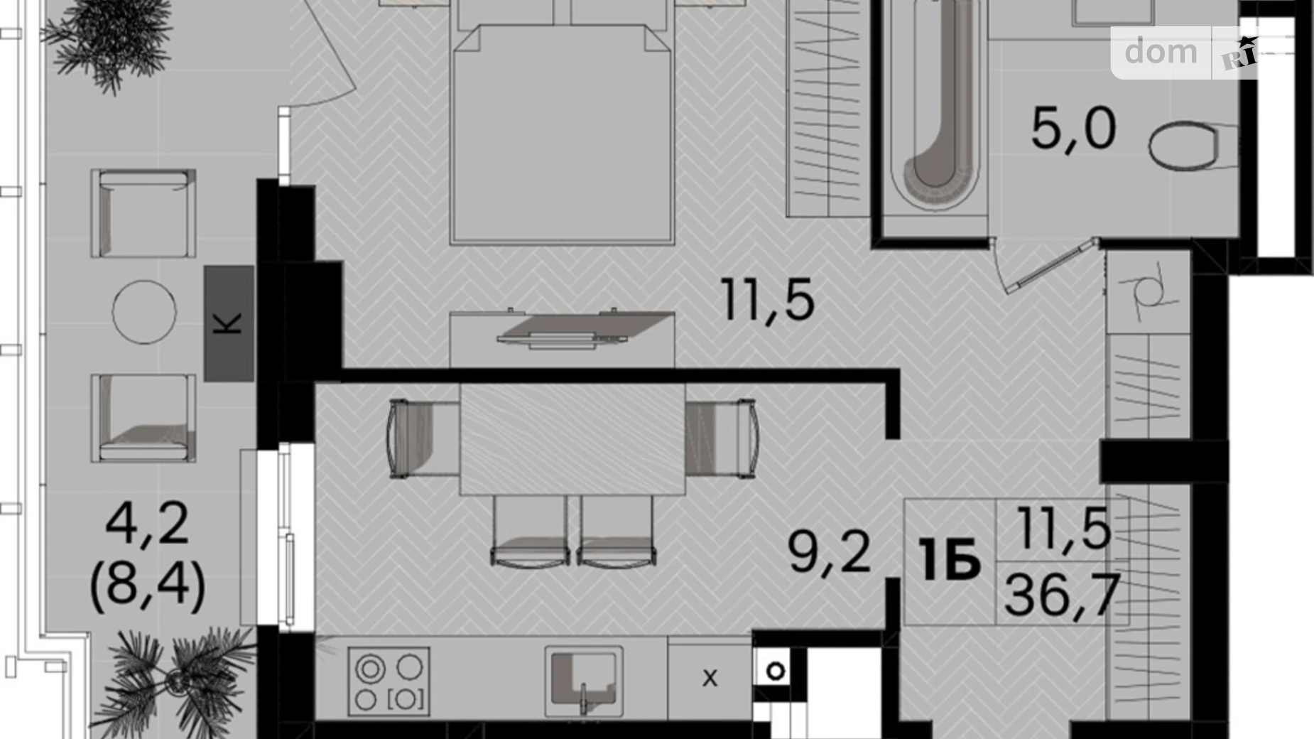 Продается 1-комнатная квартира 36.7 кв. м в Виннице, ул. Келецкая, 1 - фото 2