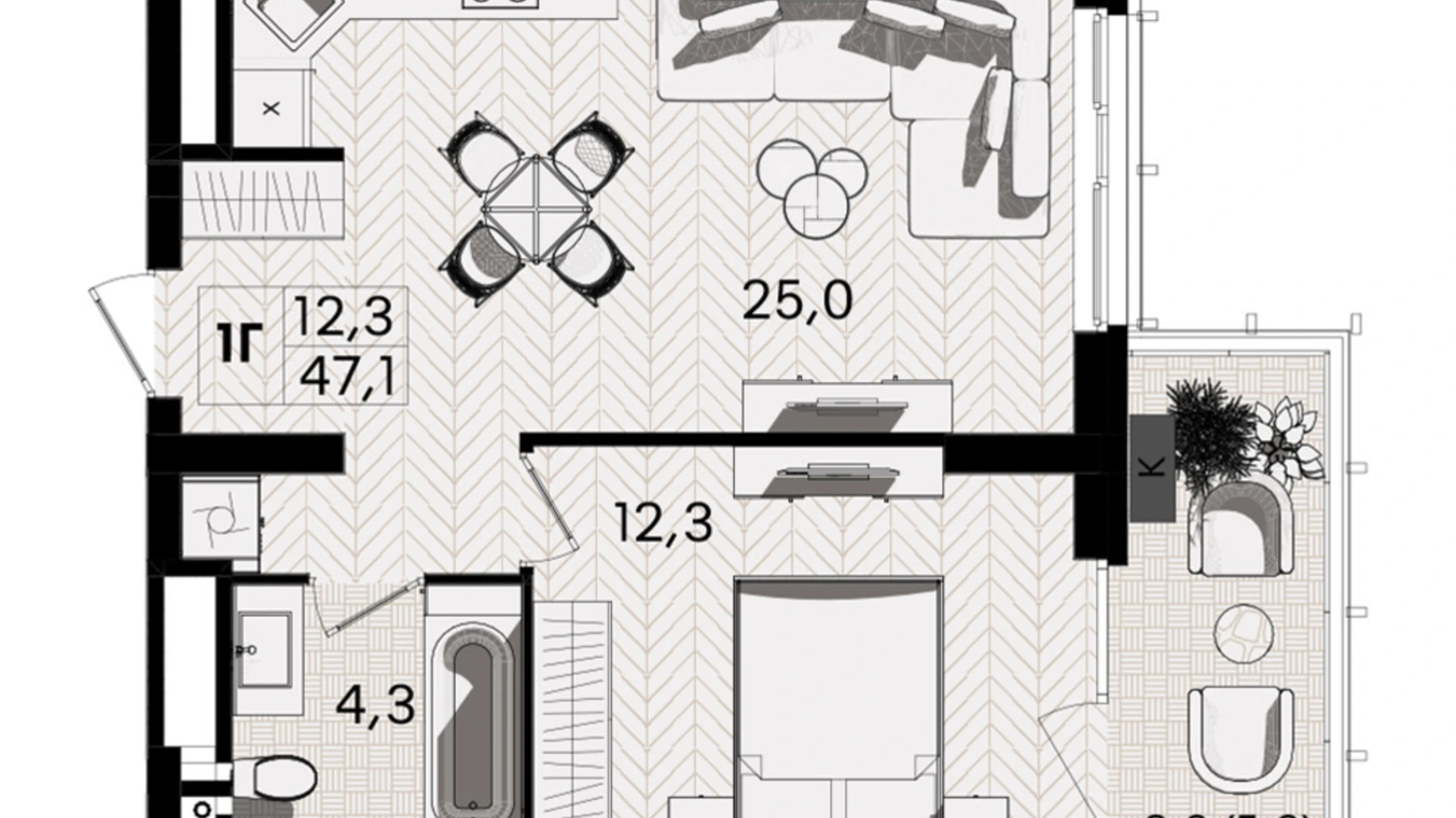 Продається 1-кімнатна квартира 47.1 кв. м у Вінниці, вул. Келецька, 1 - фото 2