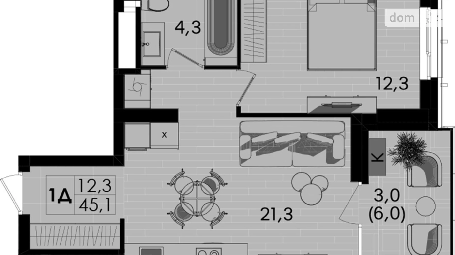 Продается 1-комнатная квартира 45.1 кв. м в Виннице, ул. Келецкая, 1 - фото 2