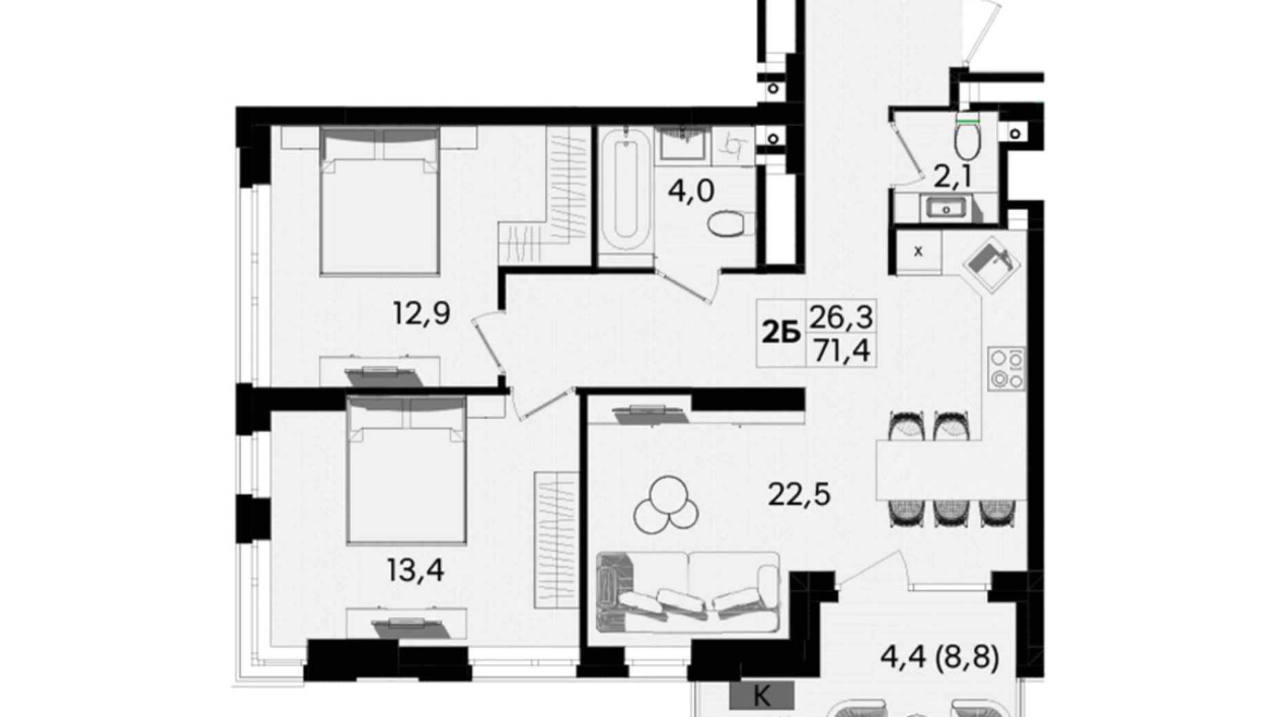 ул. Келецкая Вишенка Винница ЖК TWINS, цена: 90678 $ - фото 2