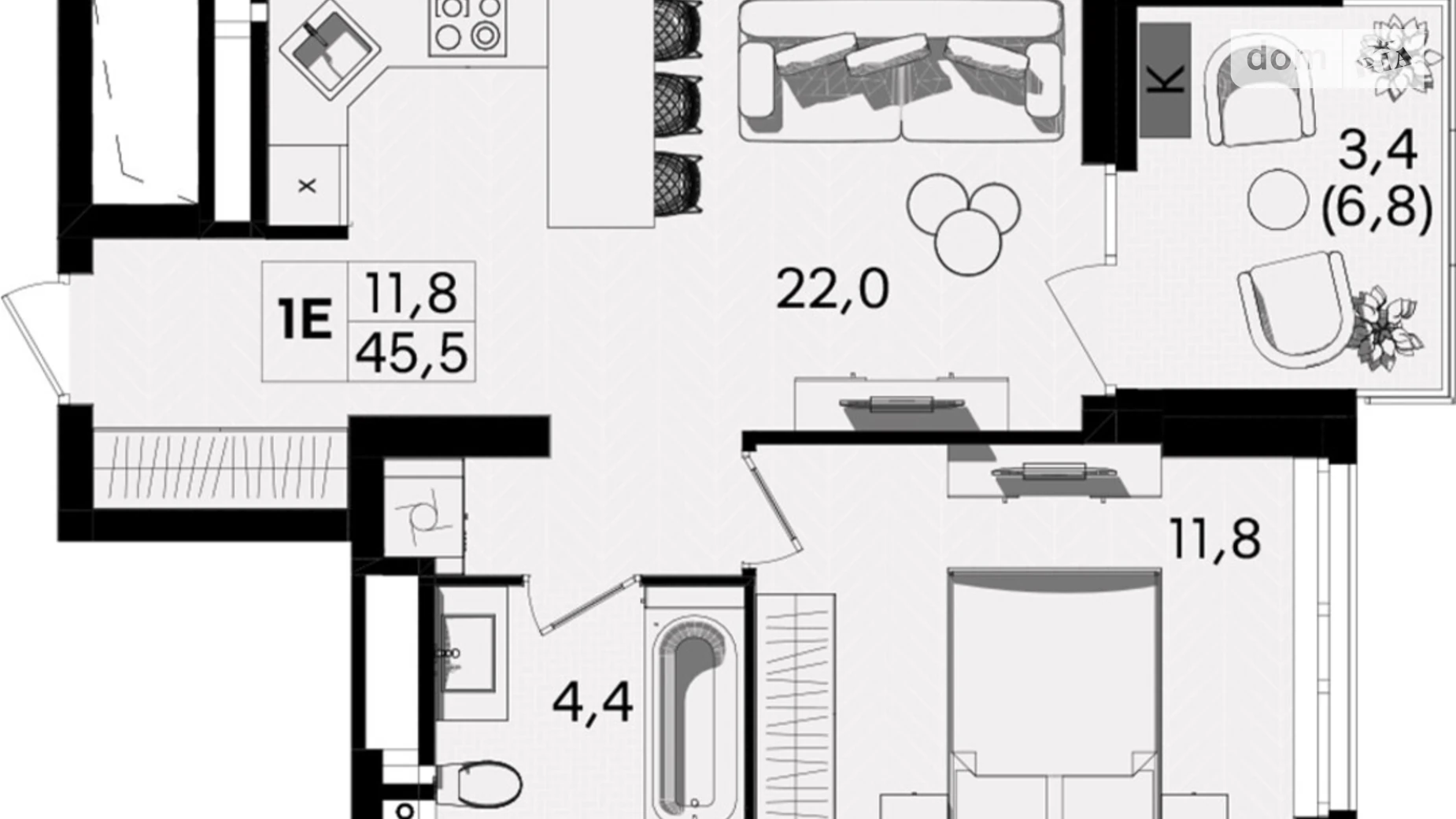 Продается 1-комнатная квартира 45.5 кв. м в Виннице, ул. Келецкая, 1 - фото 2