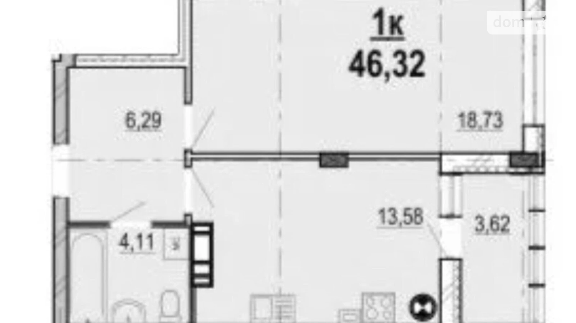 Продается 1-комнатная квартира 46.32 кв. м в, цена: 60200 $ - фото 4