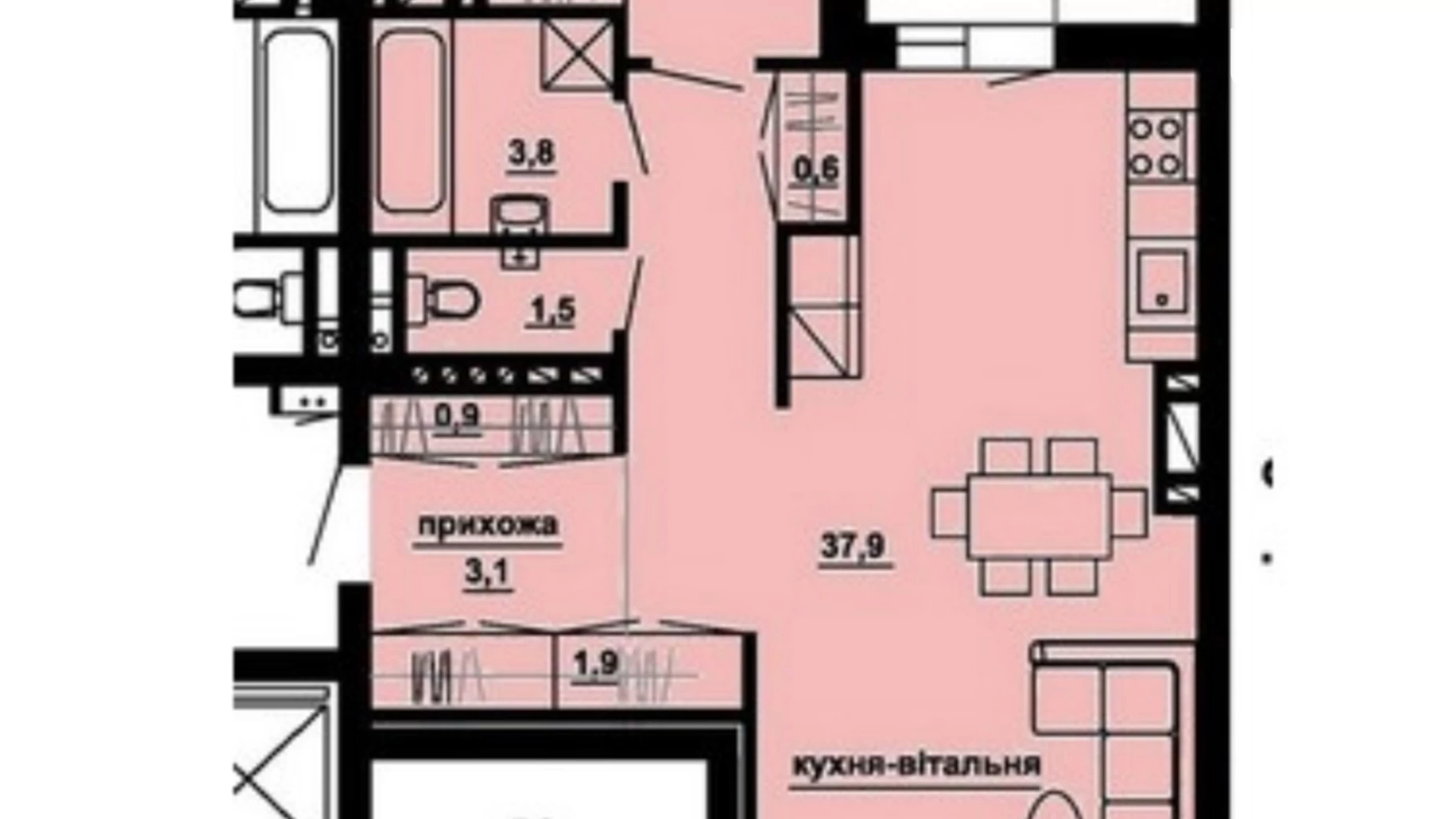 2-комнатная квартира 66 кв. м в Тернополе, бул. Кулиша Пантелеймона, 1А - фото 3