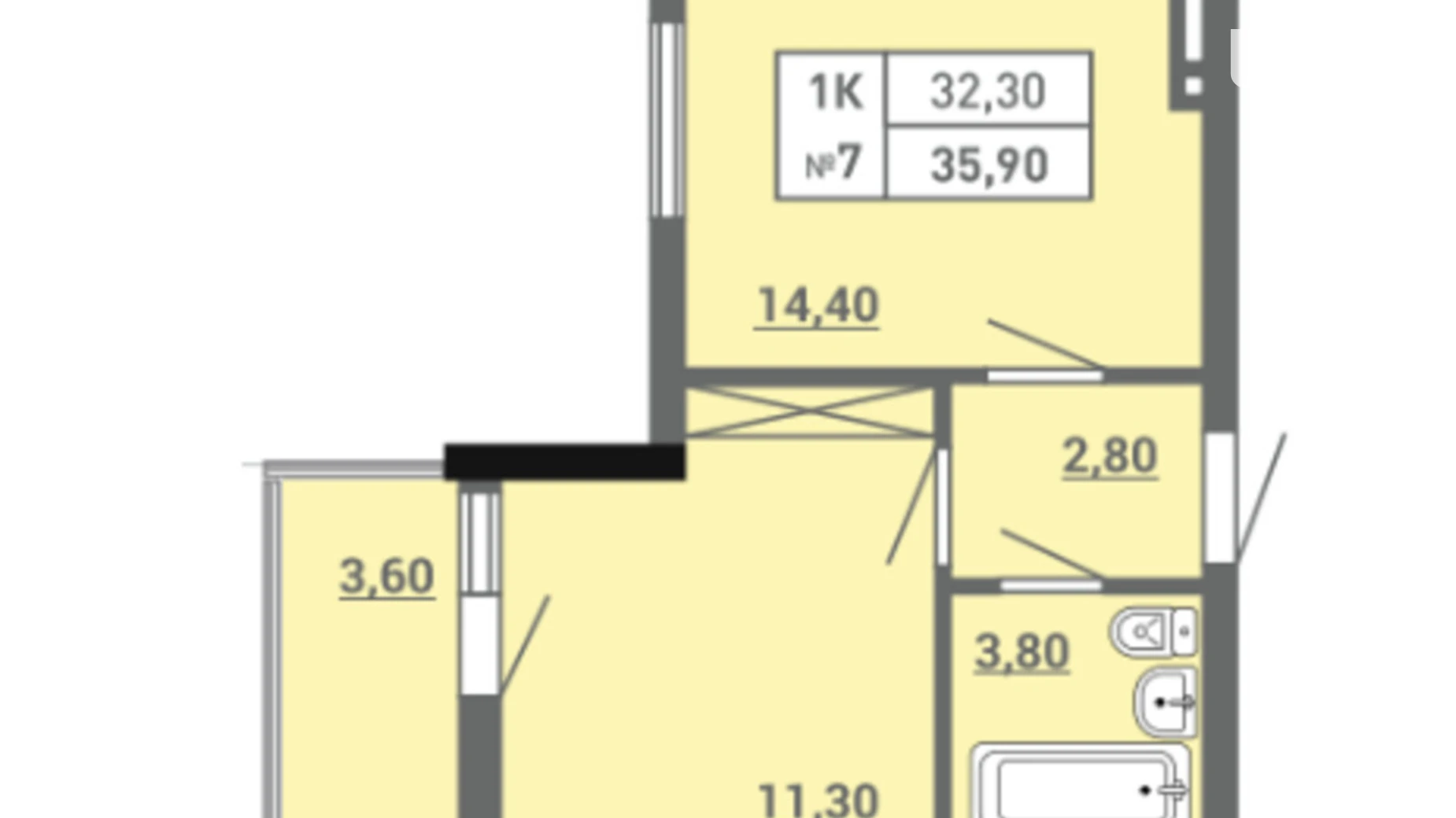 Продается 1-комнатная квартира 35.9 кв. м в Одессе, ул. Пишоновская, 22 - фото 2