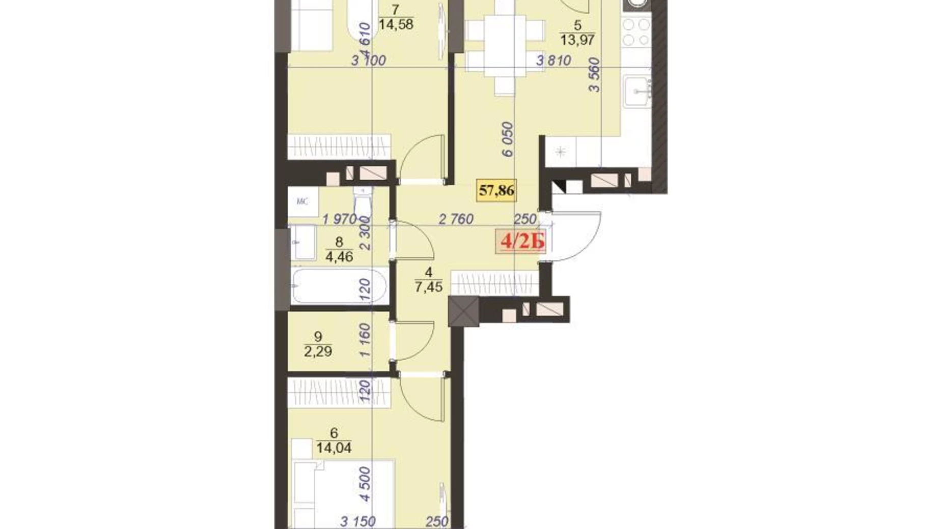 Продається 2-кімнатна квартира 57.86 кв. м у Івано-Франківську, вул. Гарбарська, 23 - фото 3