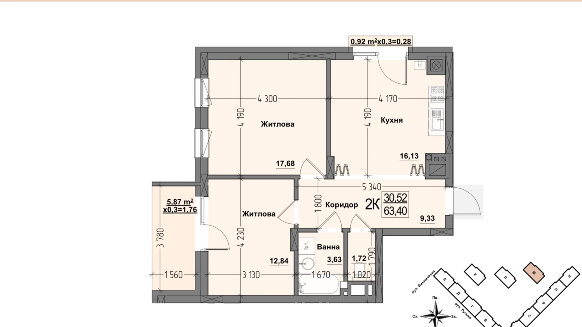 Продається 2-кімнатна квартира 63.4 кв. м у Чернівцях, пр. Віденський , 5А - фото 3