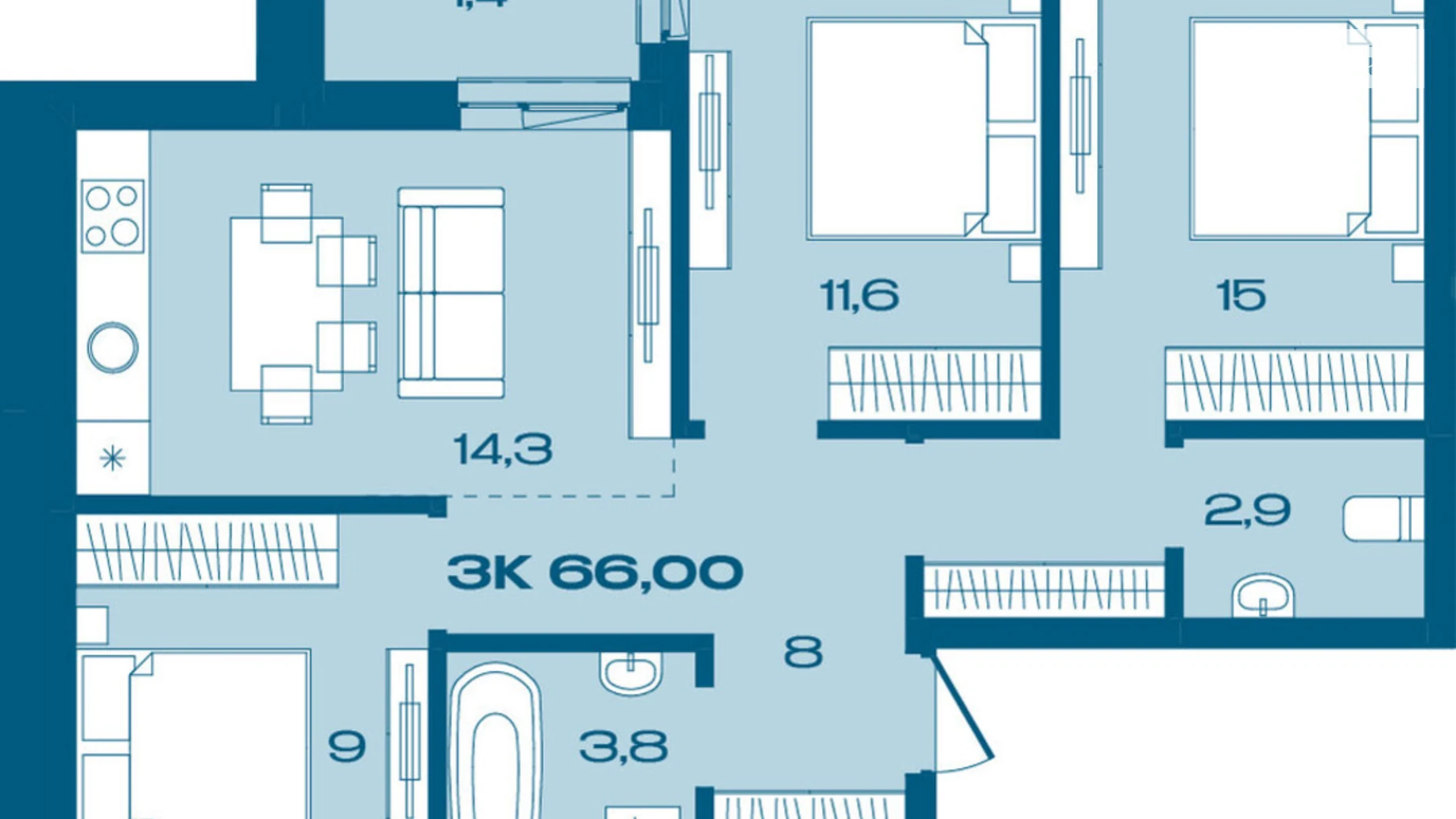 Продается 3-комнатная квартира 66 кв. м в Ивано-Франковске, ул. Коммунальная, 3 - фото 2