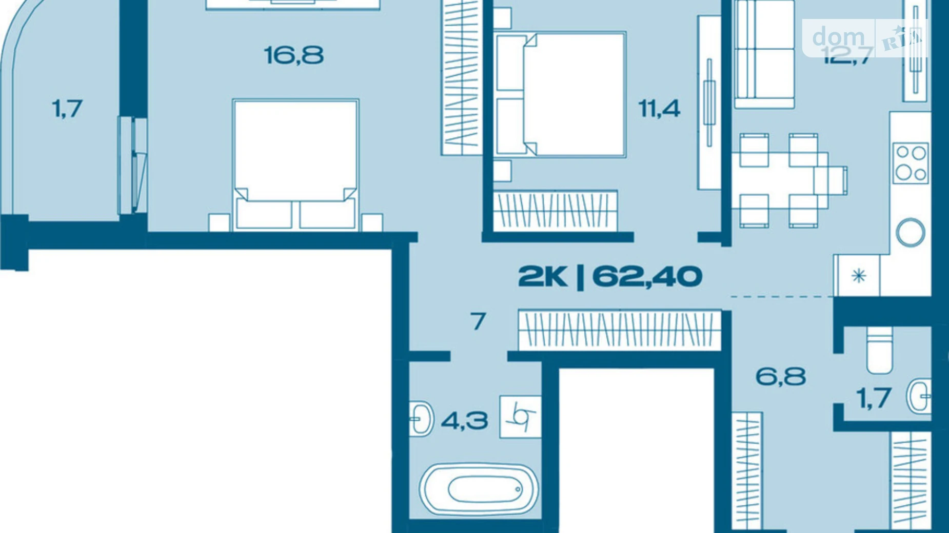 Продается 2-комнатная квартира 62.4 кв. м в Ивано-Франковске, ул. Коммунальная, 3 - фото 2
