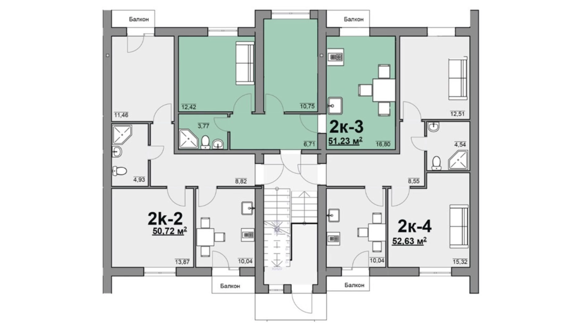 Продается 2-комнатная квартира 50.72 кв. м в Березиной, ул. Каштановая, 1 - фото 2