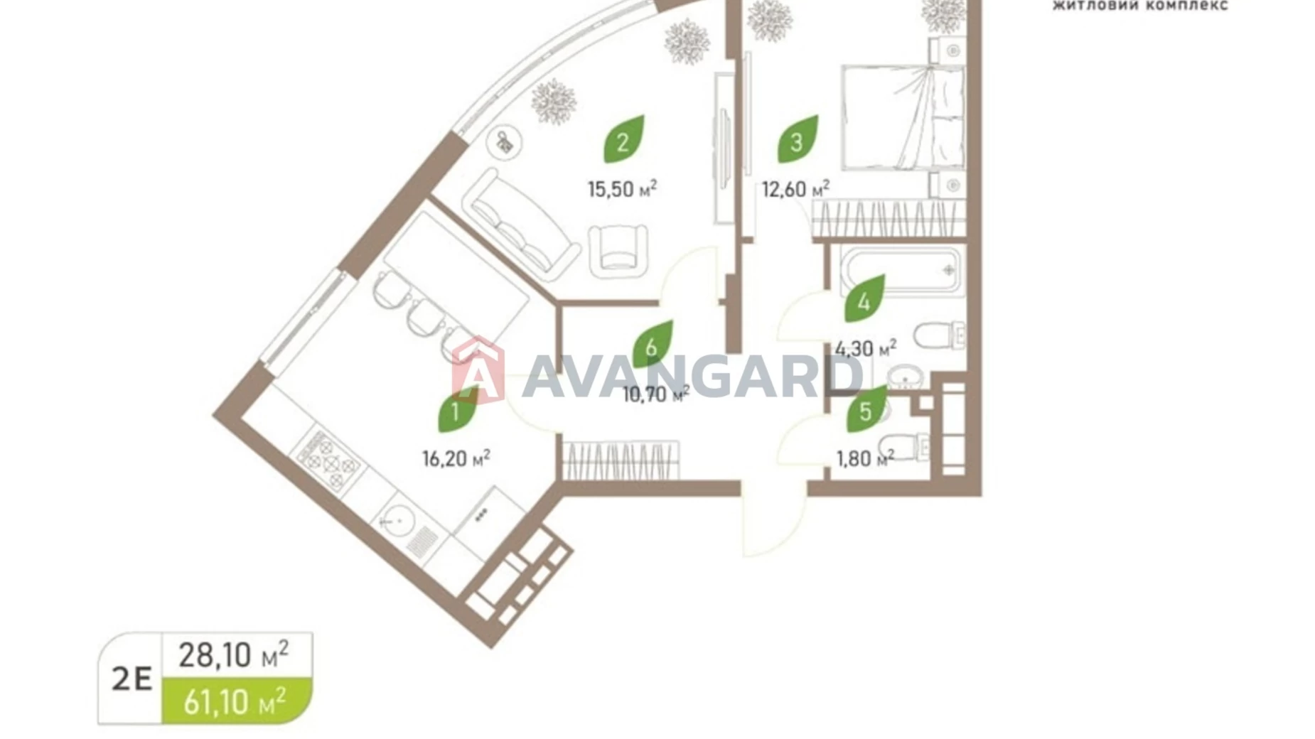Продается 2-комнатная квартира 61 кв. м в Киеве, ул. Воскресенская, 2В - фото 3