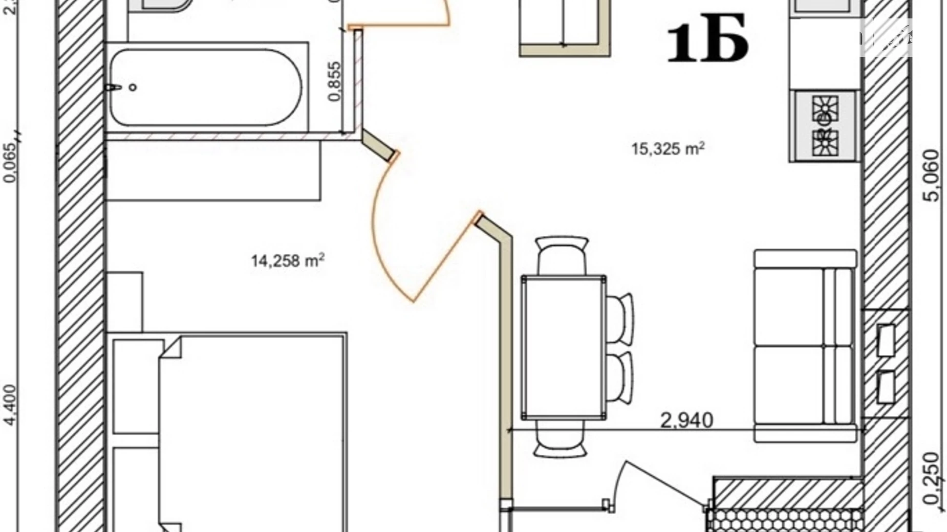 Продается 1-комнатная квартира 39.5 кв. м в Виннице, ул. Левка Лукьяненко(Ватутина), 16 - фото 4
