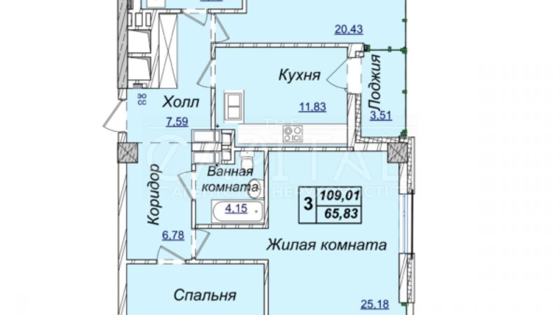 Продается 3-комнатная квартира 109.1 кв. м в Киеве, ул. Андрея Верхогляда(Драгомирова), 1-20А - фото 4