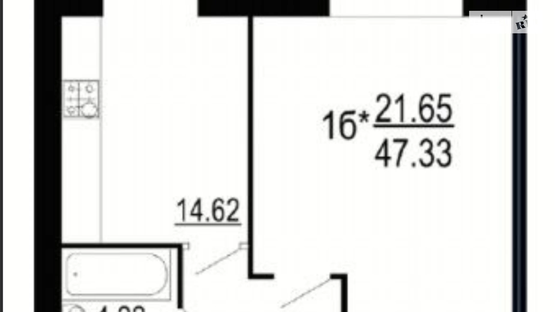 Продается 1-комнатная квартира 48.2 кв. м в Винницких Хуторах, Немировское шоссе, 94Н - фото 2