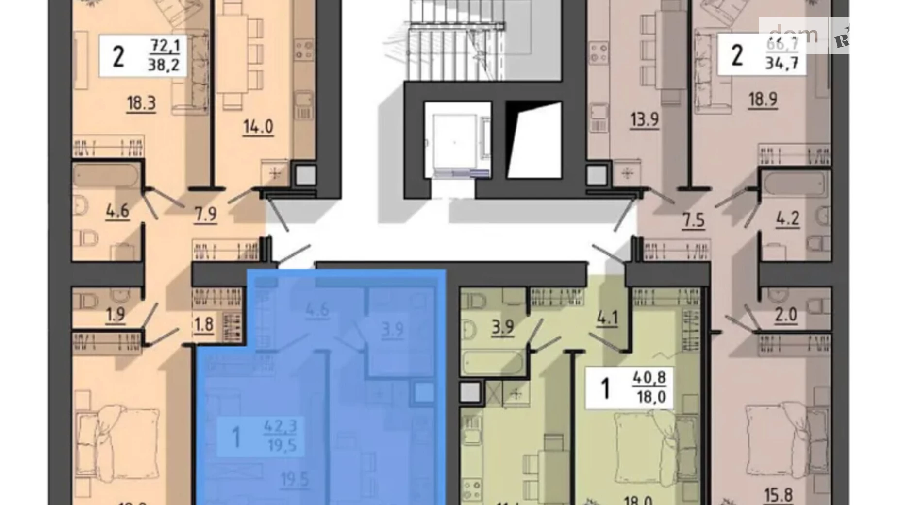1-комнатная квартира 42 кв. м в, цена: 40000 $ - фото 3