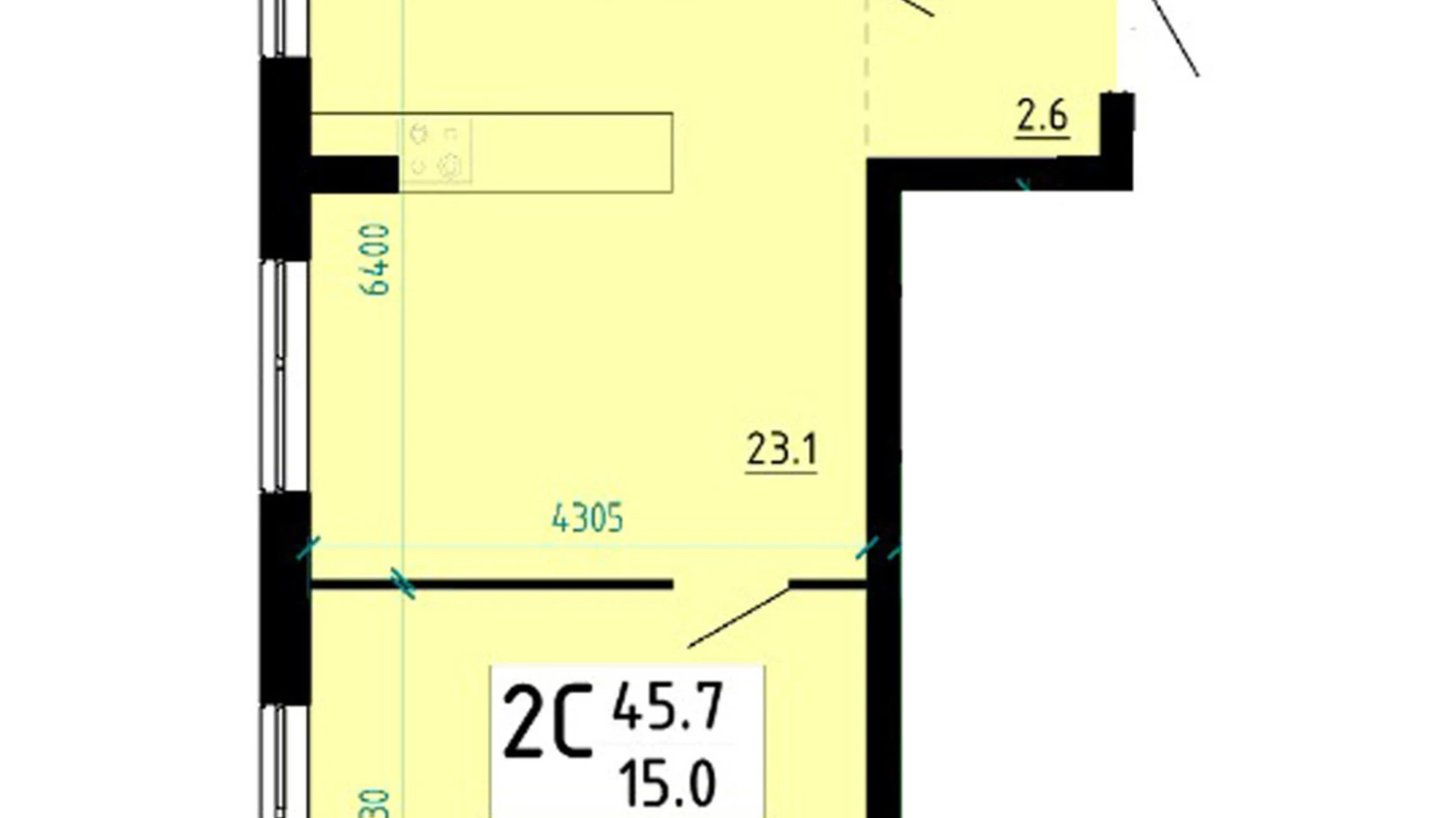 2-комнатная квартира 45.7 кв. м в Тернополе, ул. Глиняная, 10 - фото 4