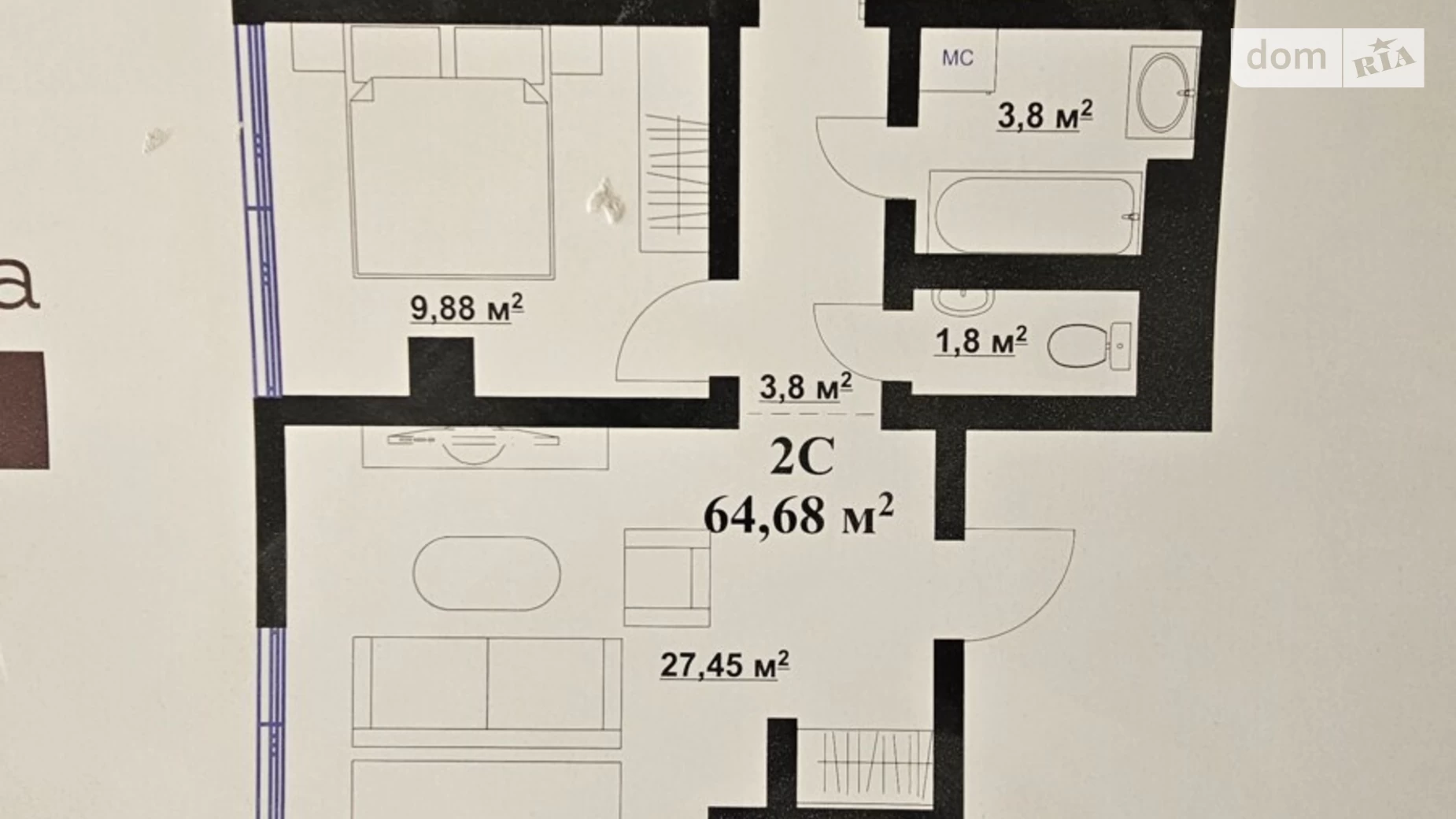 Продается 2-комнатная квартира 69.1 кв. м в Ивано-Франковске, ул. Микитинецкая, 2 - фото 5