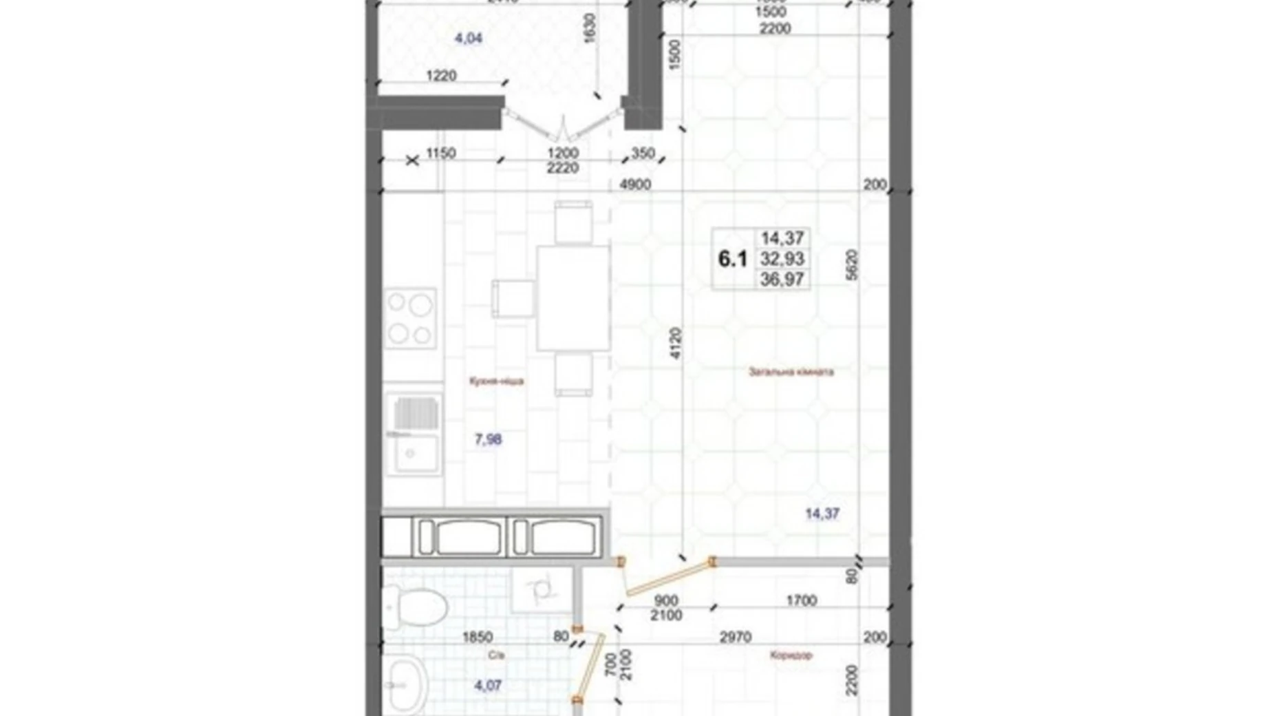 Продается 1-комнатная квартира 36.97 кв. м в, цена: 33665 $ - фото 2