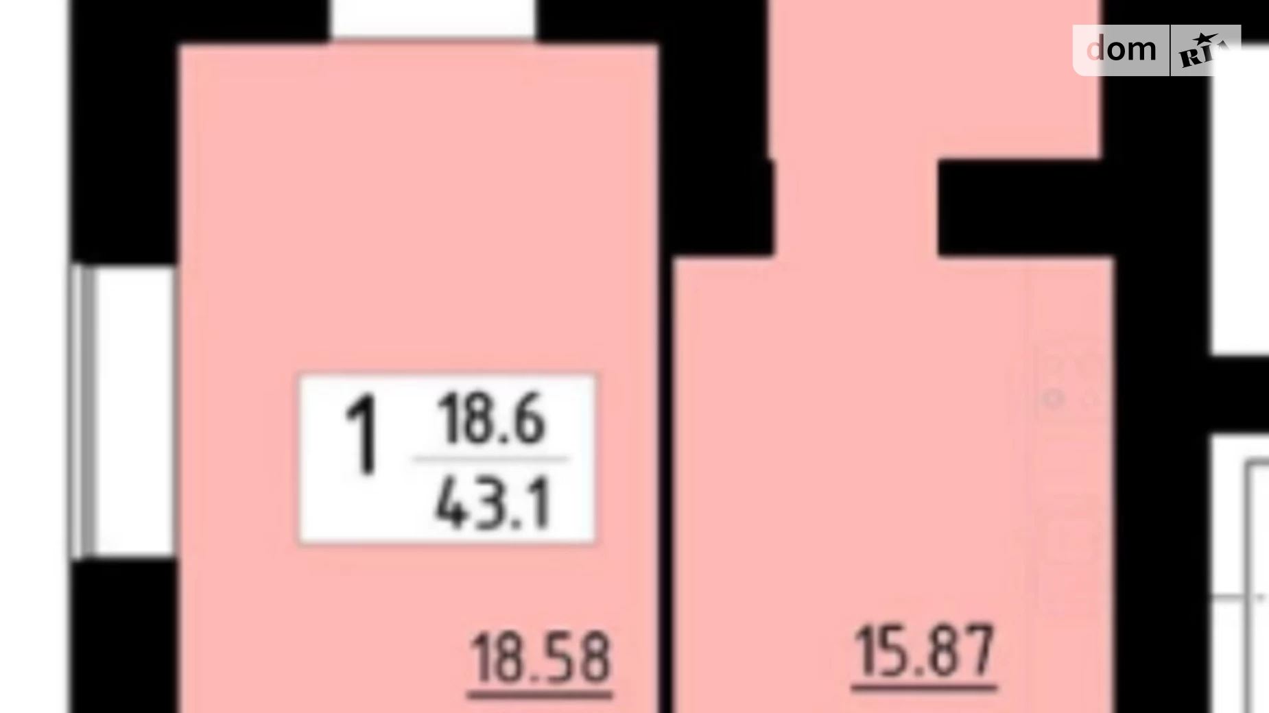 1-комнатная квартира 43.1 кв. м в Тернополе, ул. Академика Сергея Королева - фото 2