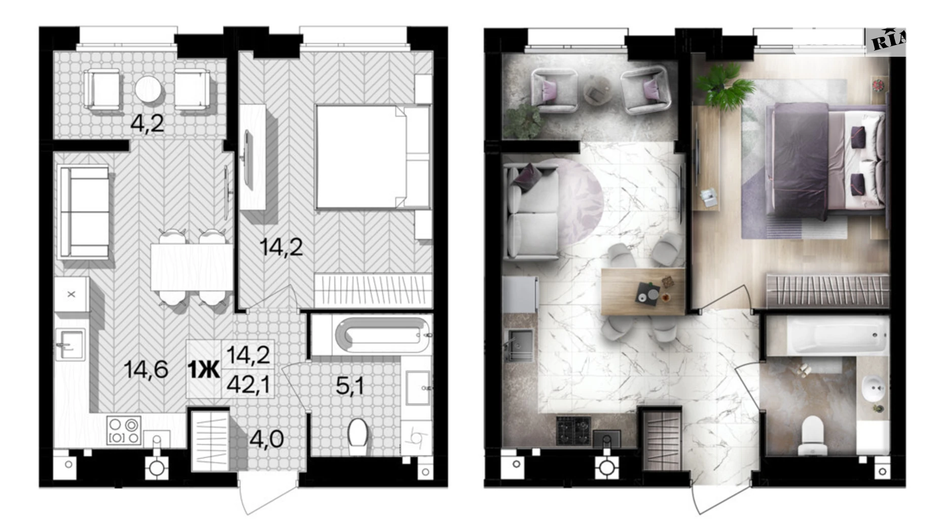Продается 1-комнатная квартира 42.1 кв. м в Виннице, ул. Левка Лукьяненко(Ватутина), 16Б - фото 2