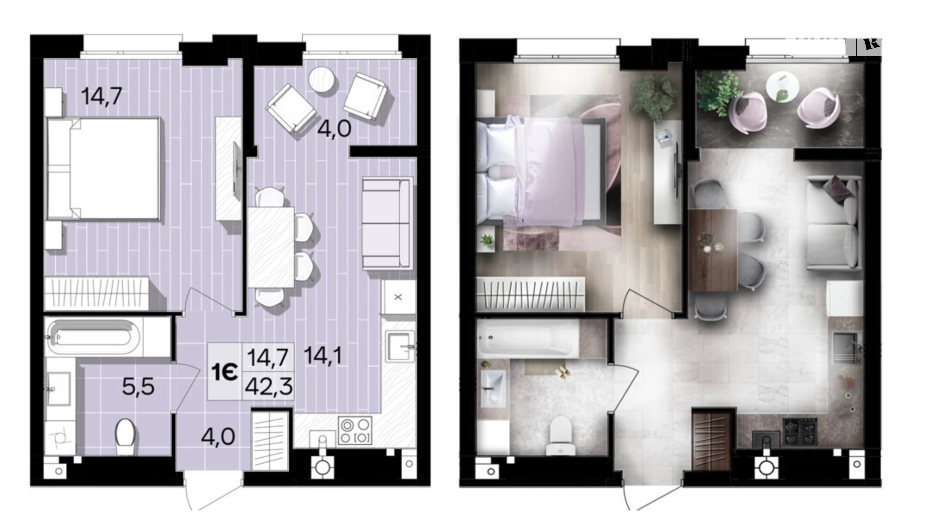 Продается 1-комнатная квартира 42.3 кв. м в Виннице, ул. Левка Лукьяненко(Ватутина), 16Б - фото 2