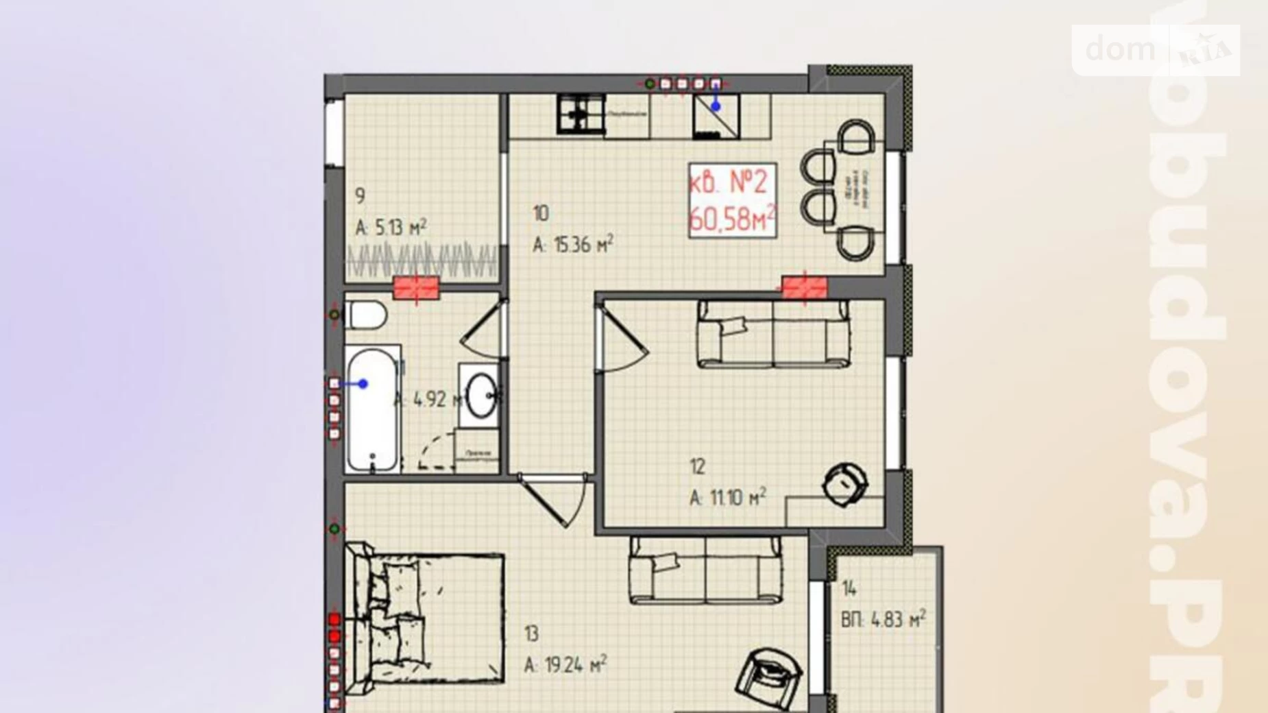 Продається 2-кімнатна квартира 60.58 кв. м у Ужгороді, вул. Загорська - фото 2