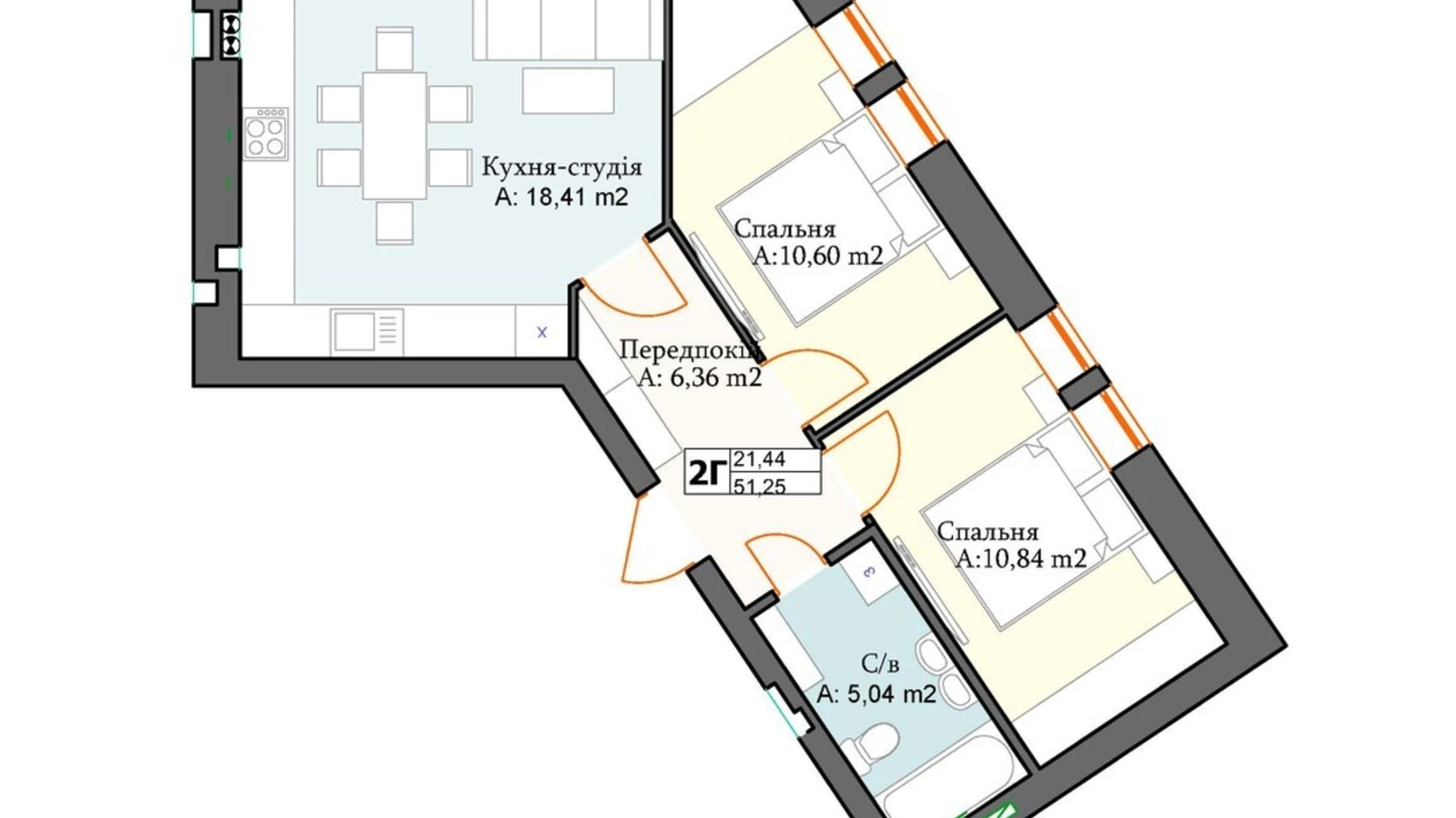 Продается 2-комнатная квартира 51.25 кв. м в Перечине, ул. Хмельницкого, 26 - фото 2