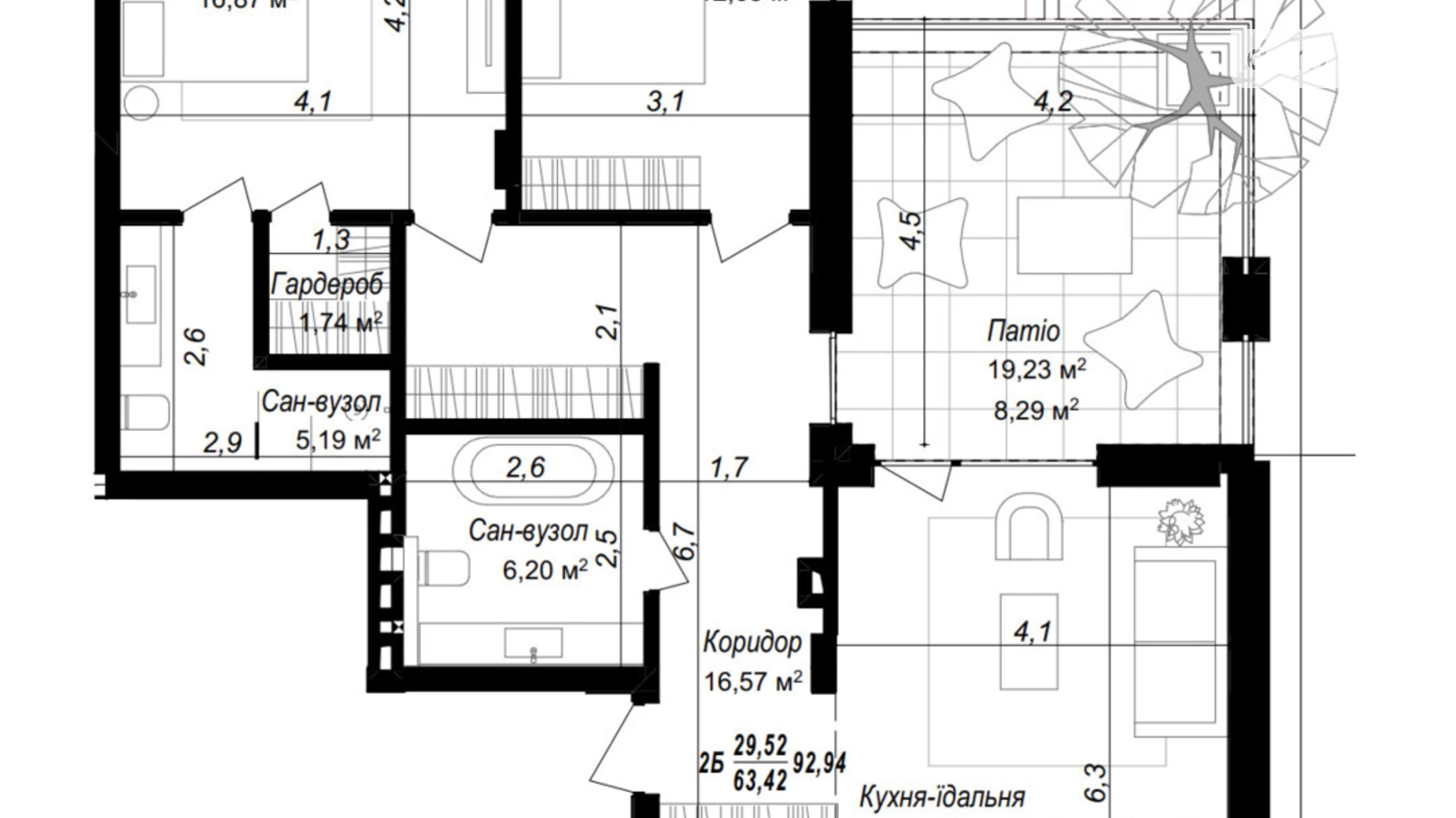 Продается 2-комнатная квартира 92.94 кв. м в Хмельницком, ул. 2-я Отрадная, 1 - фото 2