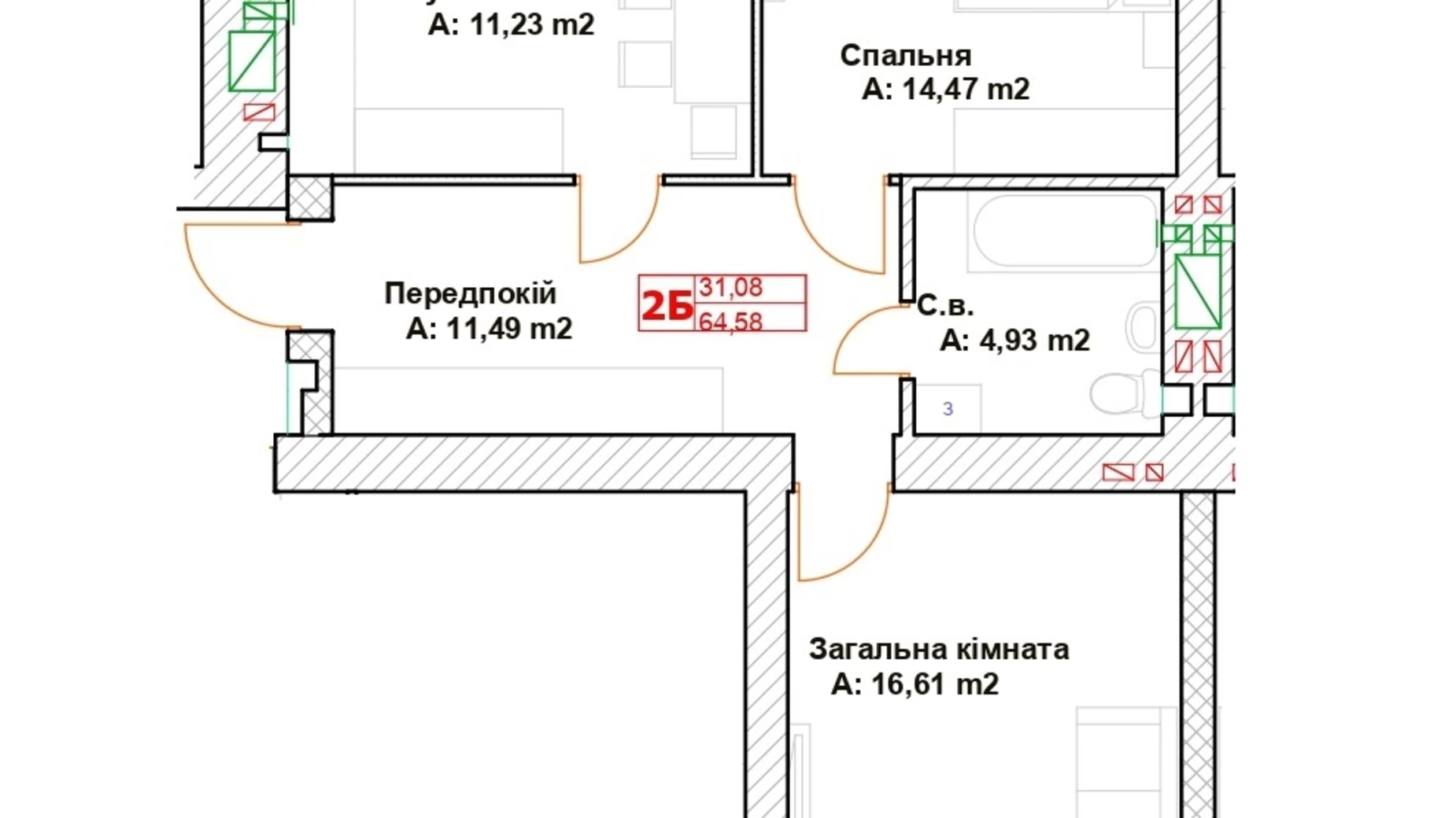 Продается 2-комнатная квартира 64.5 кв. м в Буче, ул. Вишневая - фото 2