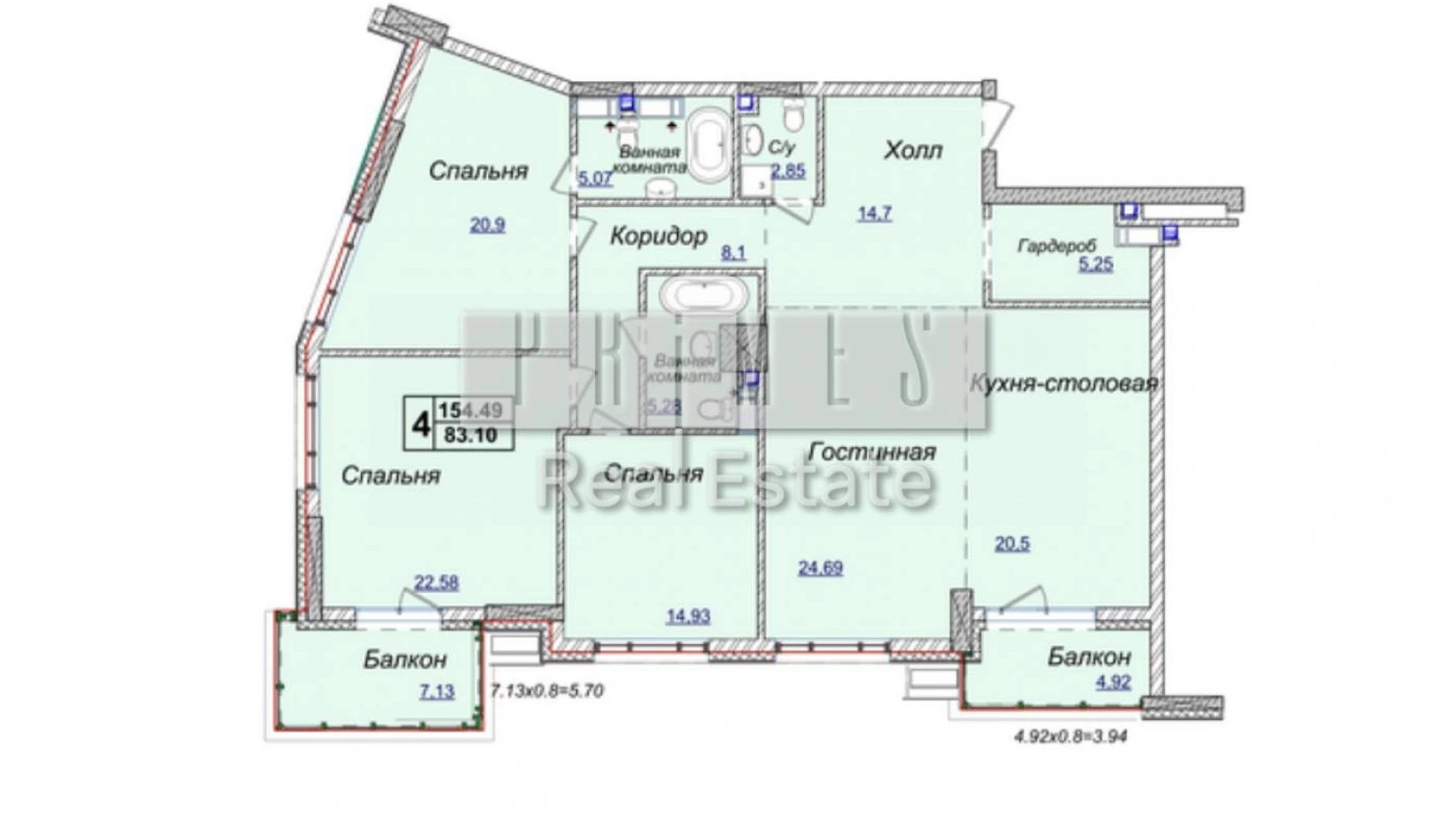 Продается 4-комнатная квартира 154.5 кв. м в Киеве, ул. Андрея Верхогляда(Драгомирова), 17Б - фото 2