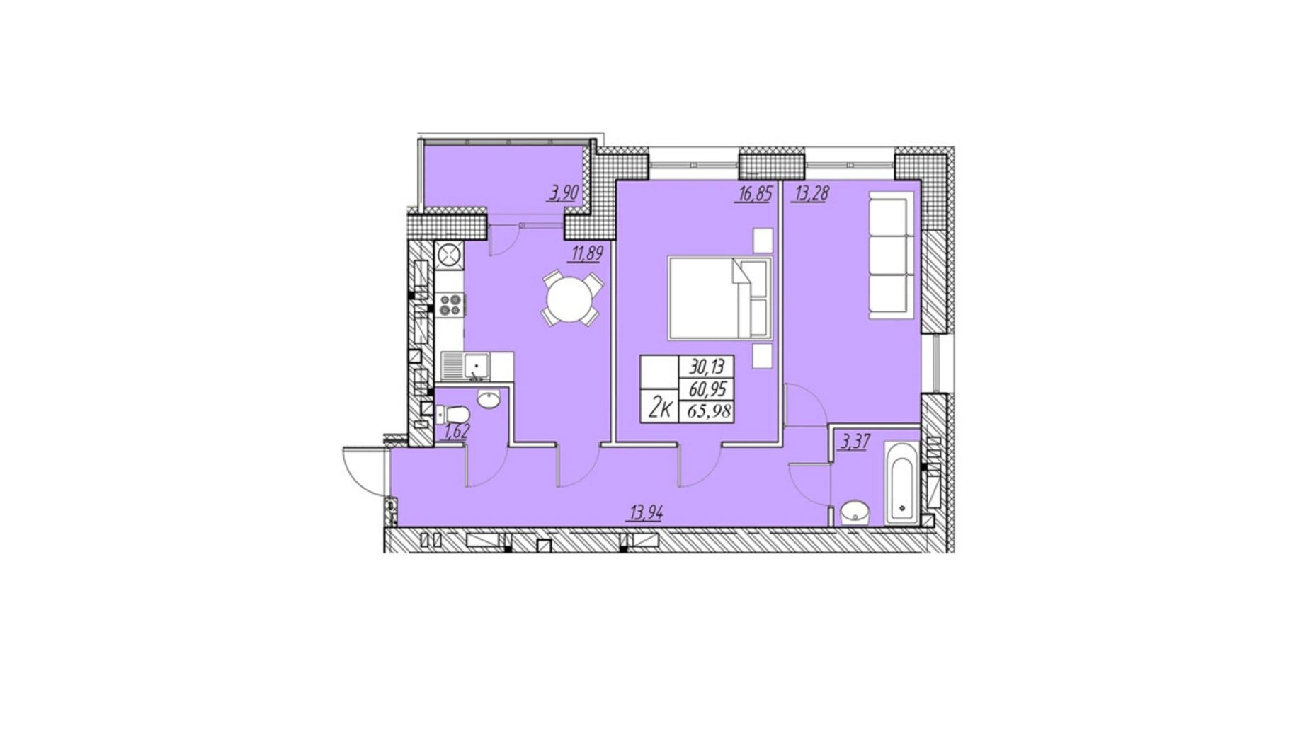 Продается 2-комнатная квартира 65.98 кв. м в Петрикове, ул. Шептицкого, 101В - фото 2