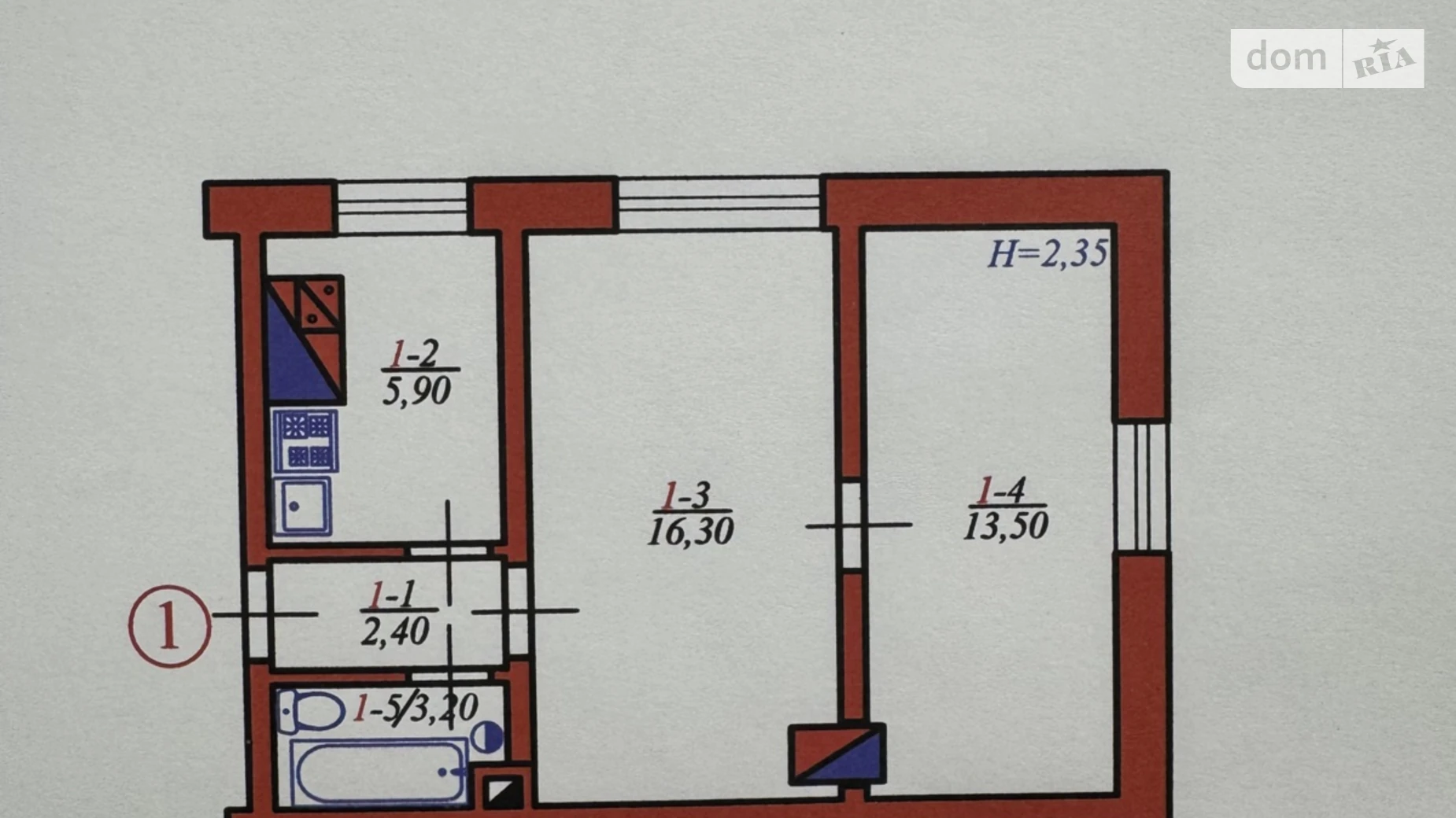 Продається 2-кімнатна квартира 41.3 кв. м у Красноїльську - фото 2