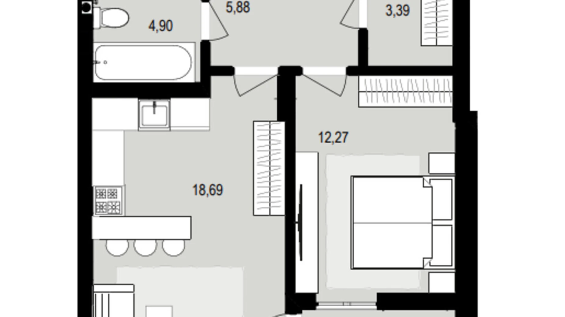 Продается 1-комнатная квартира 46.27 кв. м в Струмовке, цена: 42541 $ - фото 2