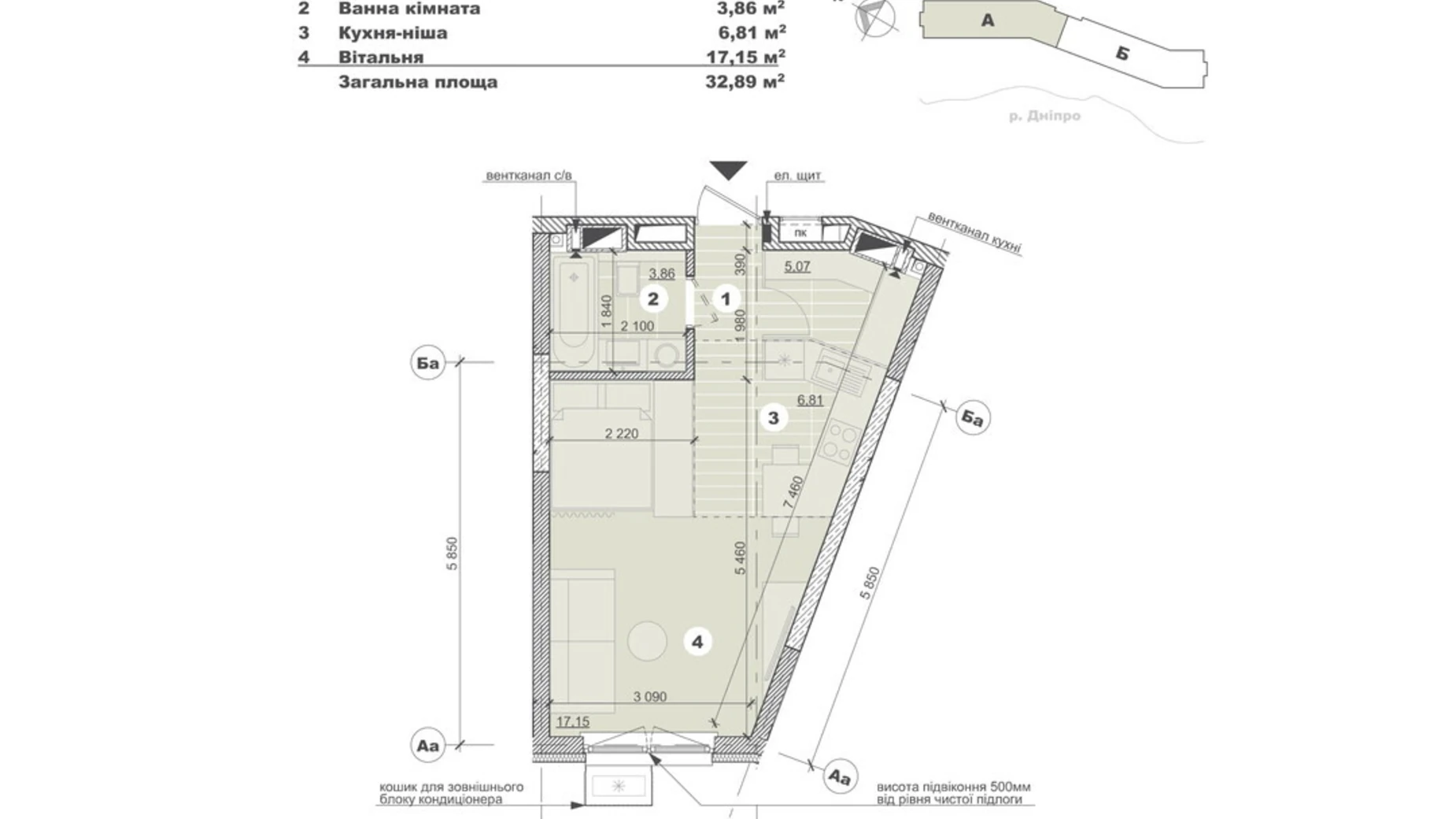 Продается 1-комнатная квартира 32.89 кв. м в Киеве, ул. Евгения Маланюка(Сагайдака), 101 - фото 2