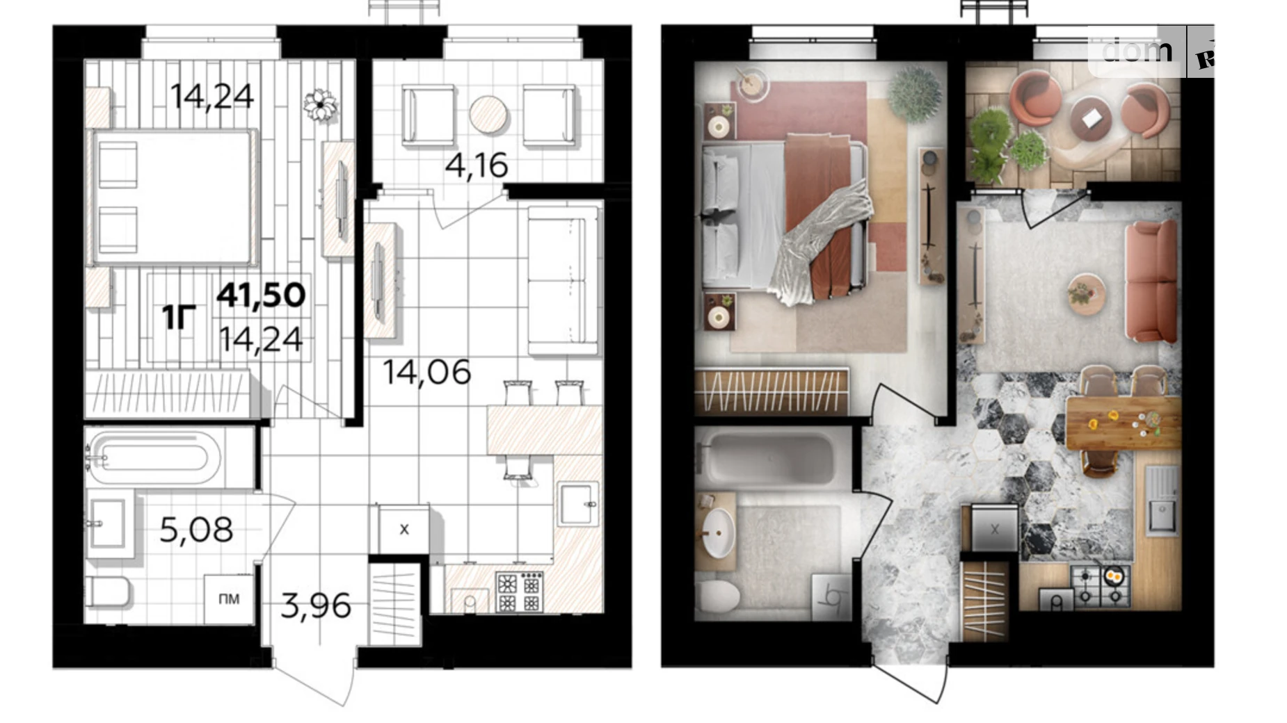 Продается 1-комнатная квартира 41.5 кв. м в Винницких Хуторах, Немировское шоссе, 94Е - фото 2