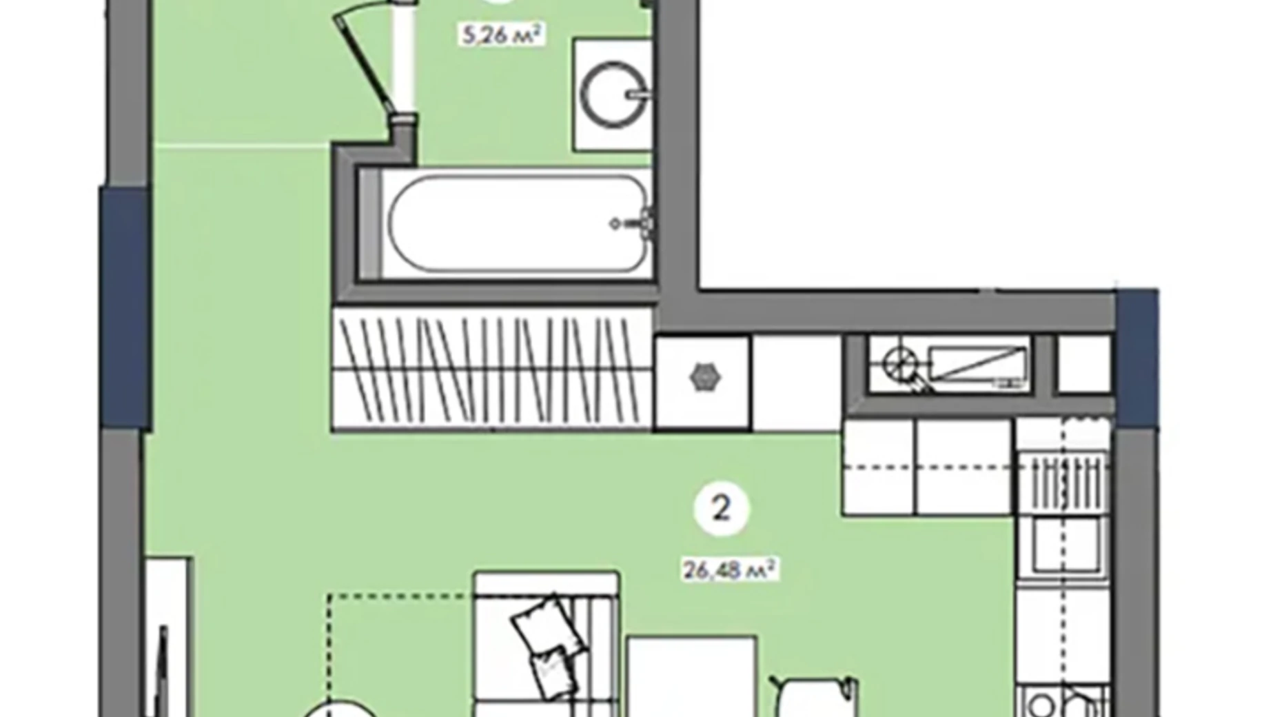 Продается 1-комнатная квартира 35.97 кв. м в Киеве, ул. Академика Заболотного, 3 - фото 5