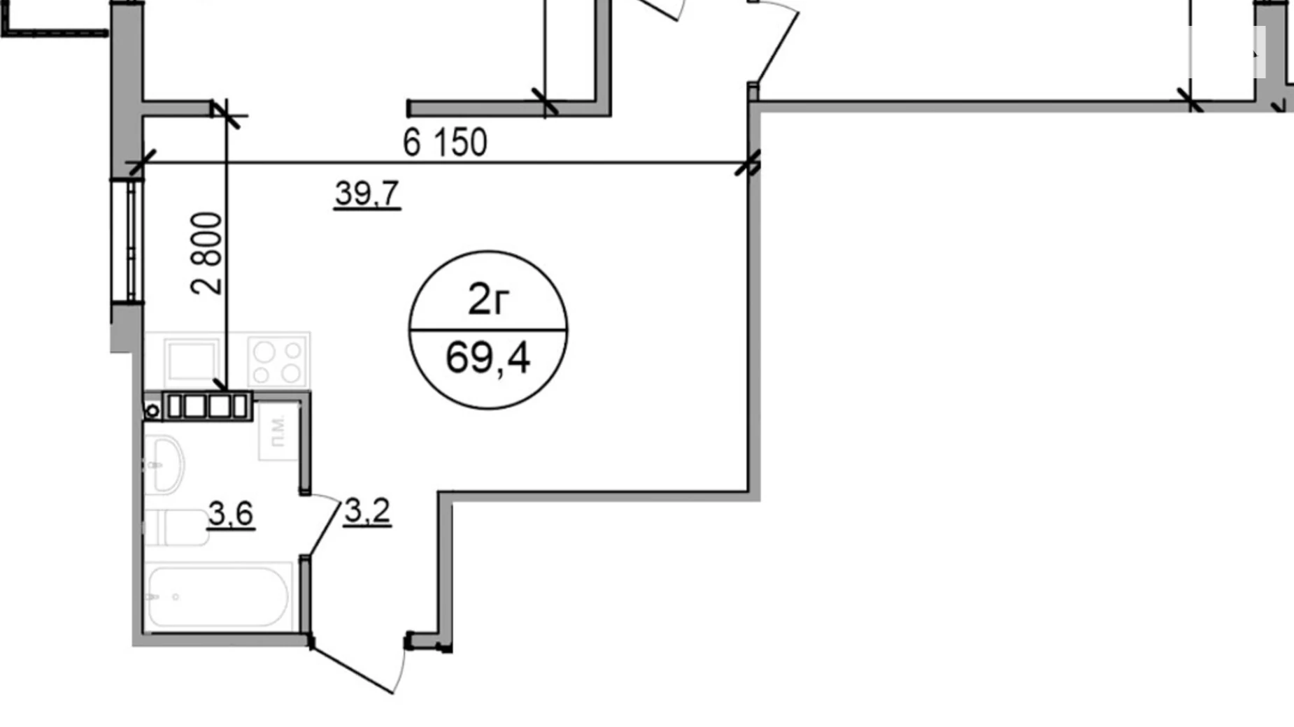 Продается 2-комнатная квартира 69.4 кв. м в Басовке, Кольцевая дор. - фото 2