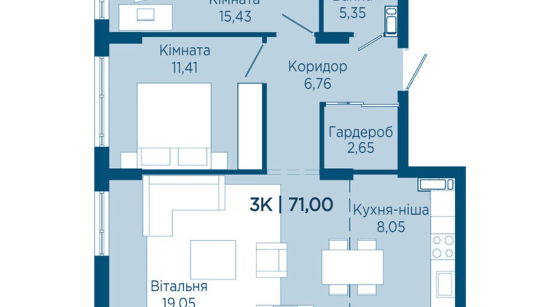 Продается 3-комнатная квартира 71 кв. м в Криховцах, ул. Физкультурная, 27 - фото 5