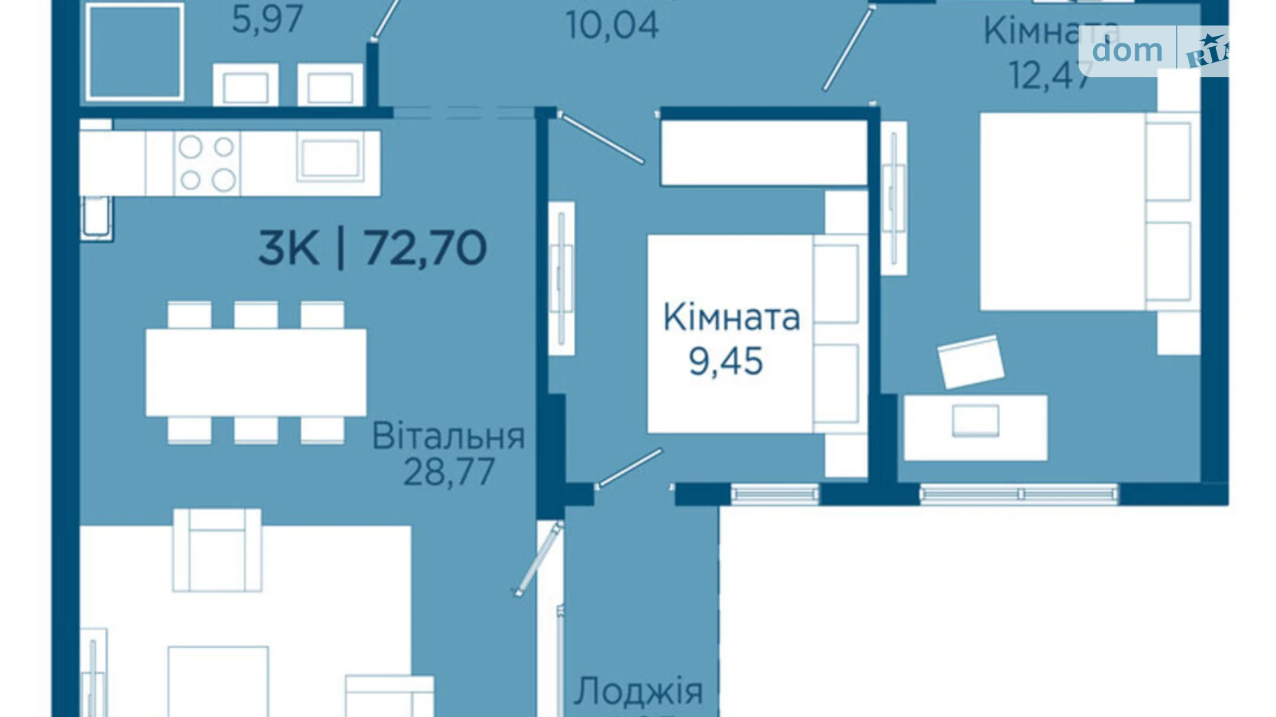 Продается 3-комнатная квартира 72.7 кв. м в Криховцах, ул. Физкультурная, 27 - фото 2