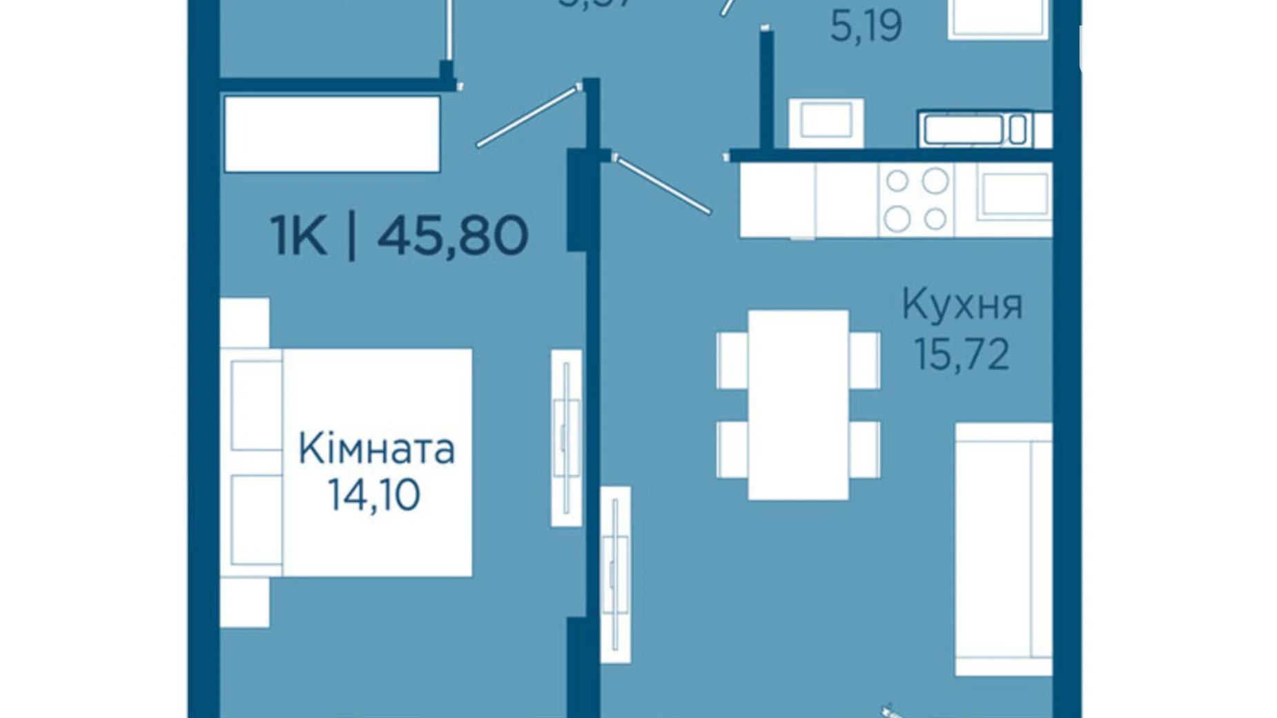 Продается 1-комнатная квартира 45.8 кв. м в Криховцах, ул. Физкультурная, 27 - фото 4