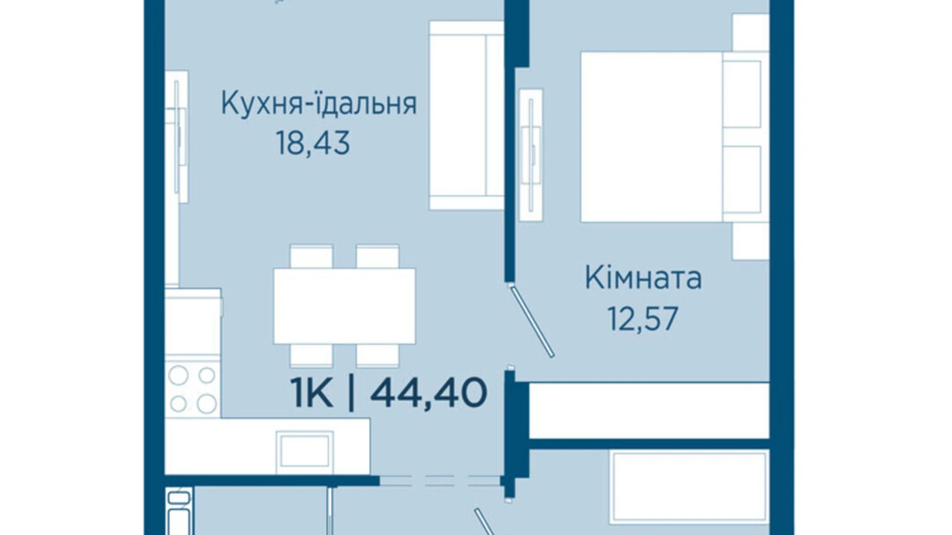 Продается 1-комнатная квартира 44.4 кв. м в Криховцах, ул. Физкультурная, 27 - фото 2