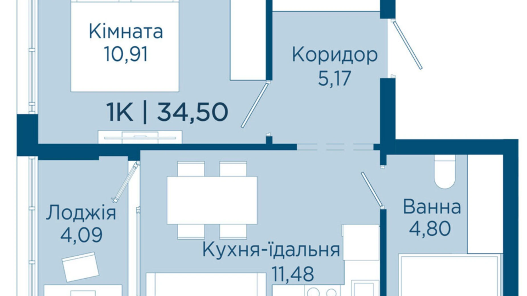 Продается 1-комнатная квартира 34.5 кв. м в Криховцах, ул. Физкультурная, 27 - фото 4