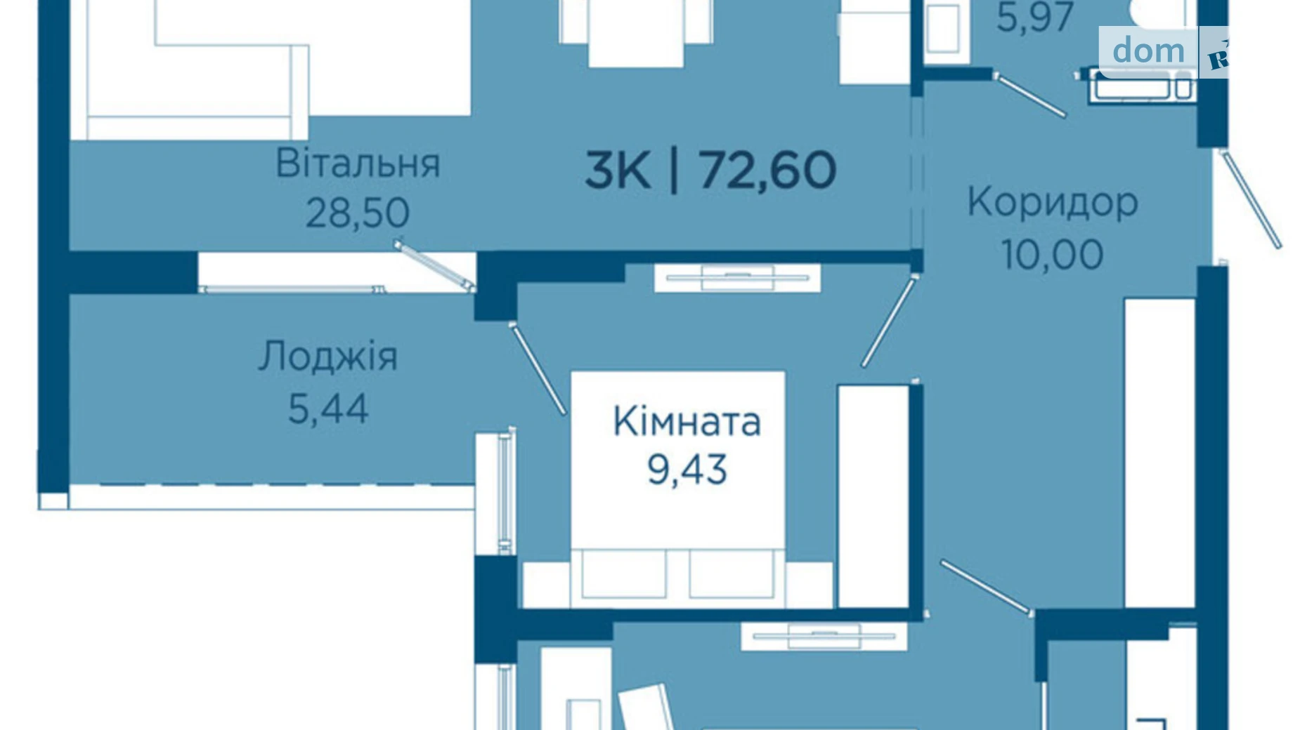 Продается 3-комнатная квартира 72.6 кв. м в Криховцах, ул. Физкультурная, 27 - фото 2
