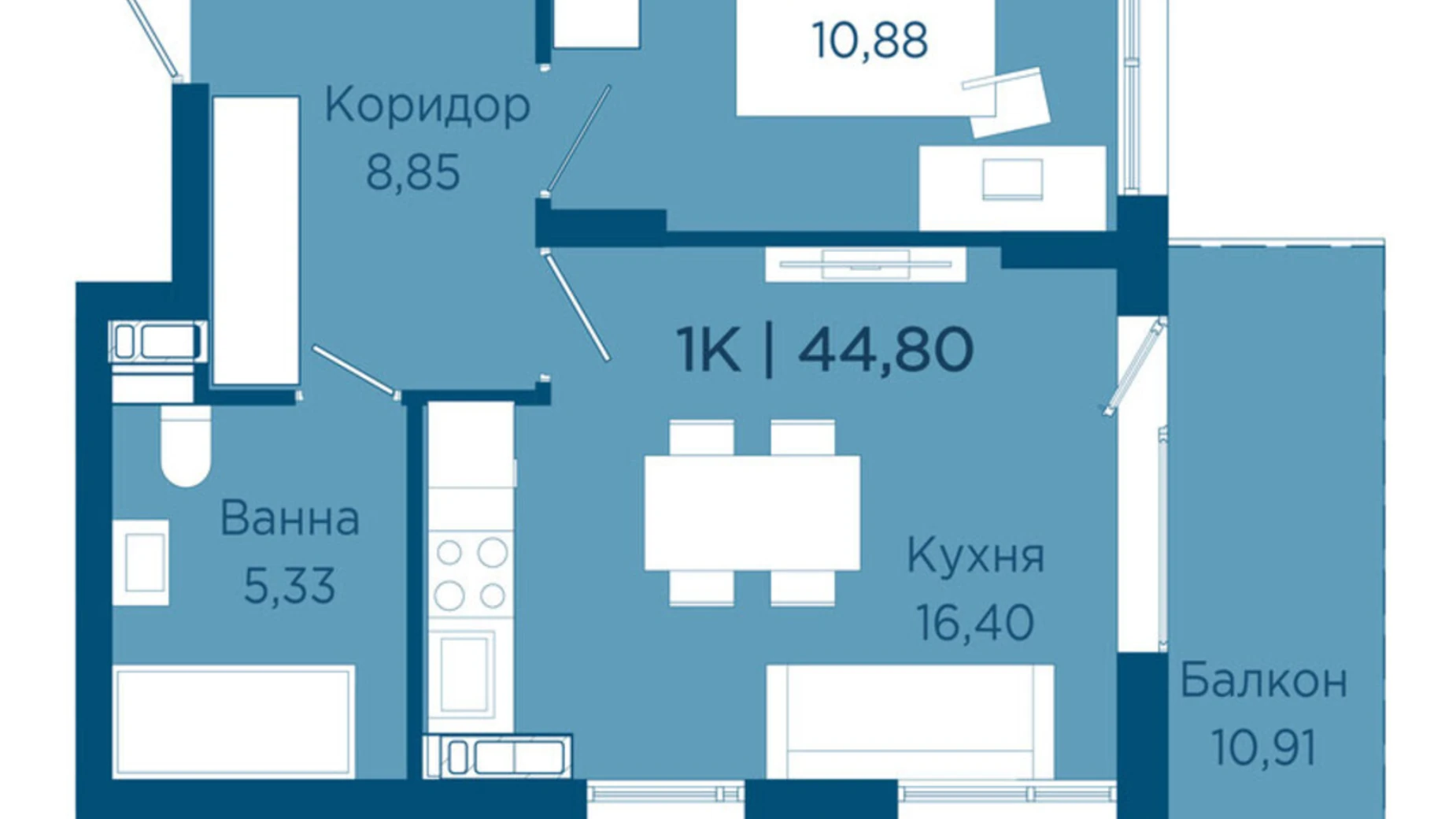 Продается 1-комнатная квартира 44.8 кв. м в Криховцах, ул. Физкультурная, 27 - фото 2