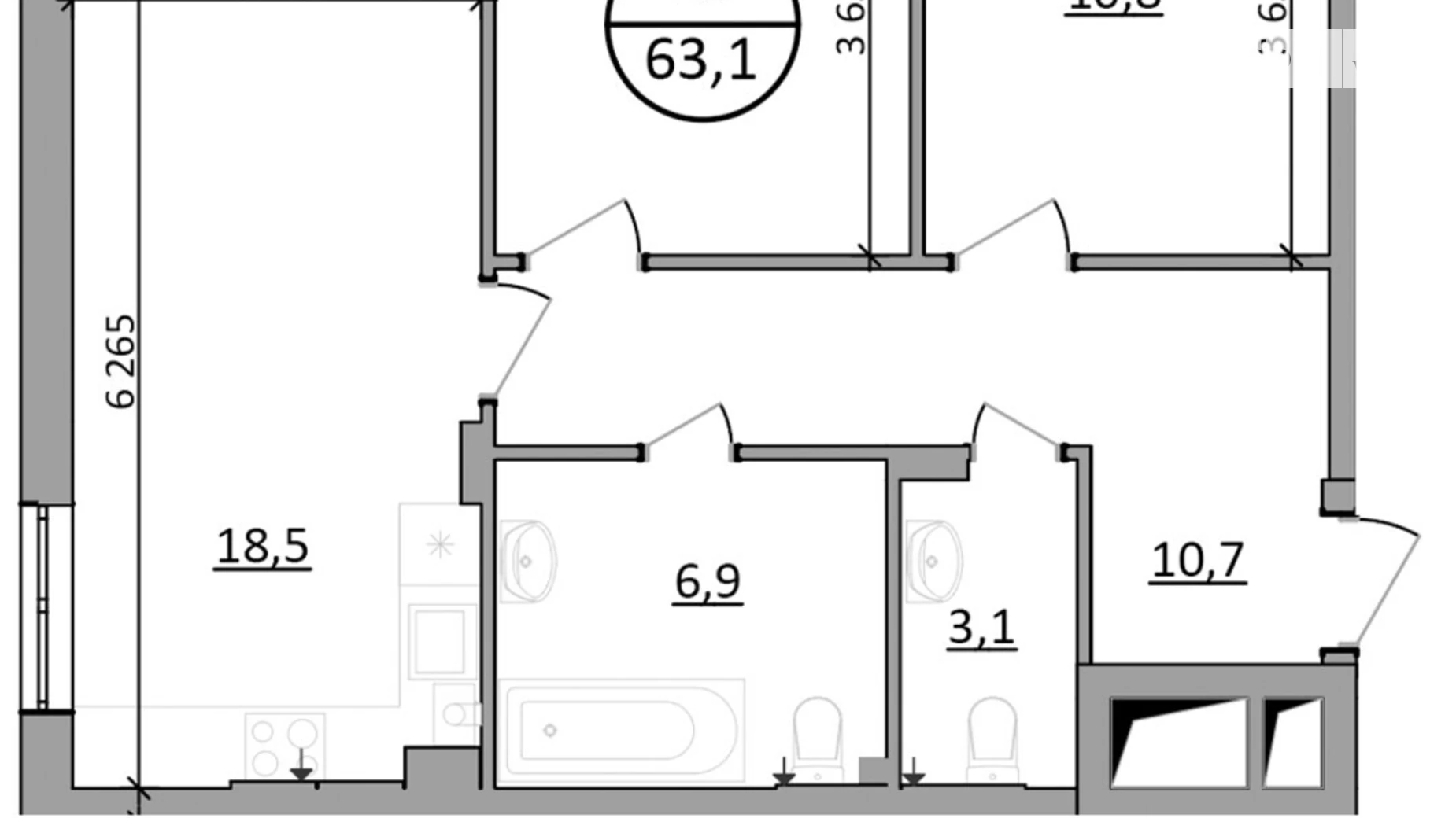 Продається 2-кімнатна квартира 63.1 кв. м у Брюховичах, цена: 76351 $ - фото 5