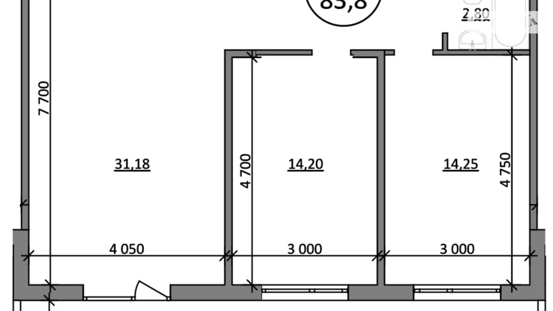 Продается 2-комнатная квартира 81.8 кв. м в, цена: 70757 $ - фото 2