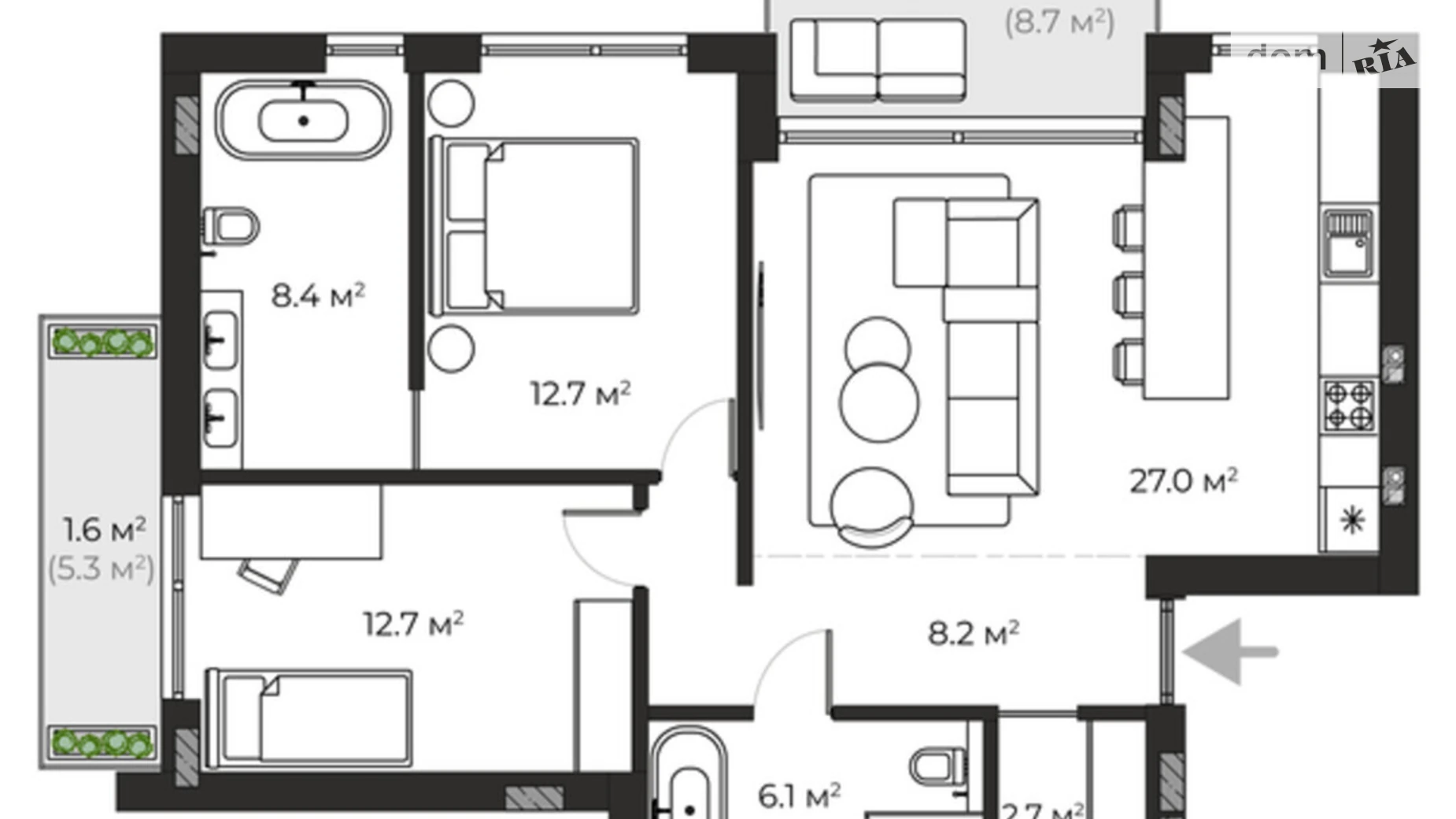 Продається 3-кімнатна квартира 82 кв. м у, цена: 172200 $ - фото 5