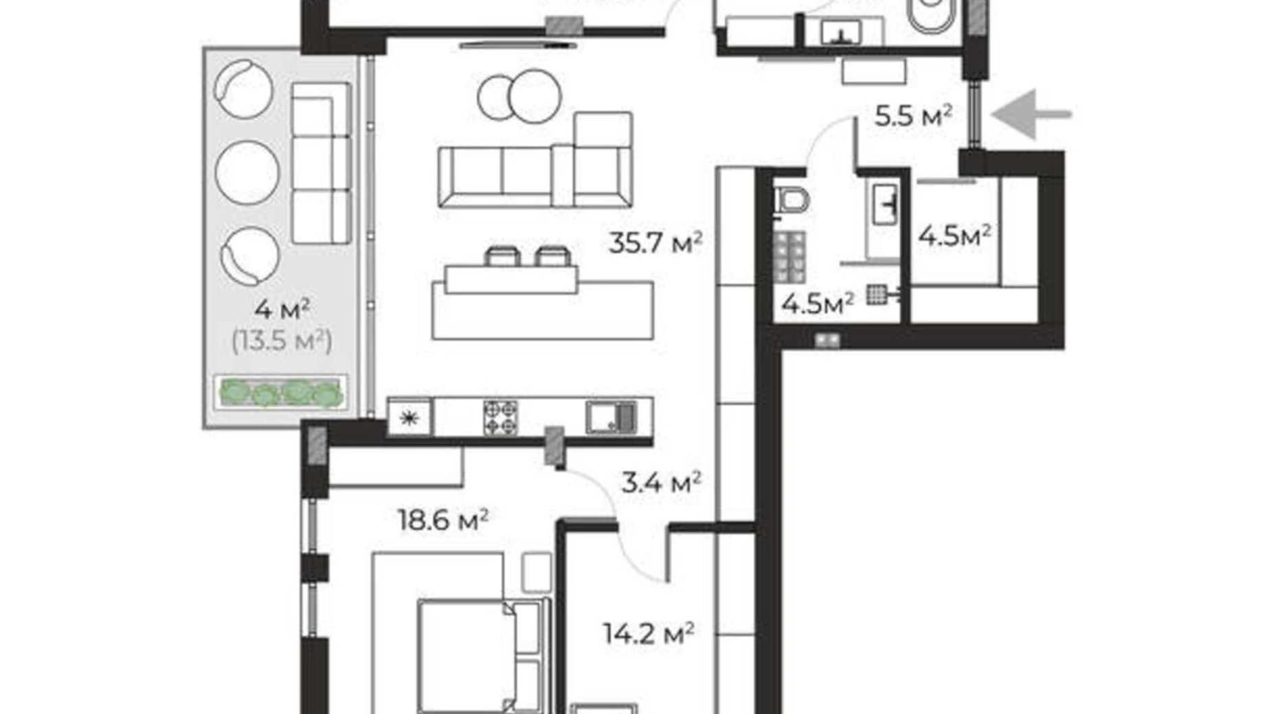 Продається 3-кімнатна квартира 82 кв. м у, цена: 172200 $ - фото 4